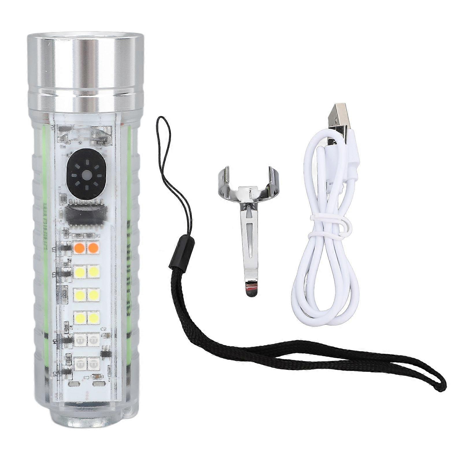 Mini Outdoor Flashlight USB Rechargeable 3 Lighting Work Lamp Magnetic End Emergency Flashlight Fixed Focus