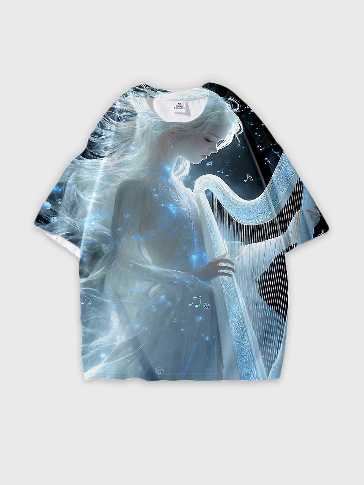 T-Shirt Short Sleeve Round Neck, Summer Casual Loose Graphic Tee, Unisex Pattern V2284