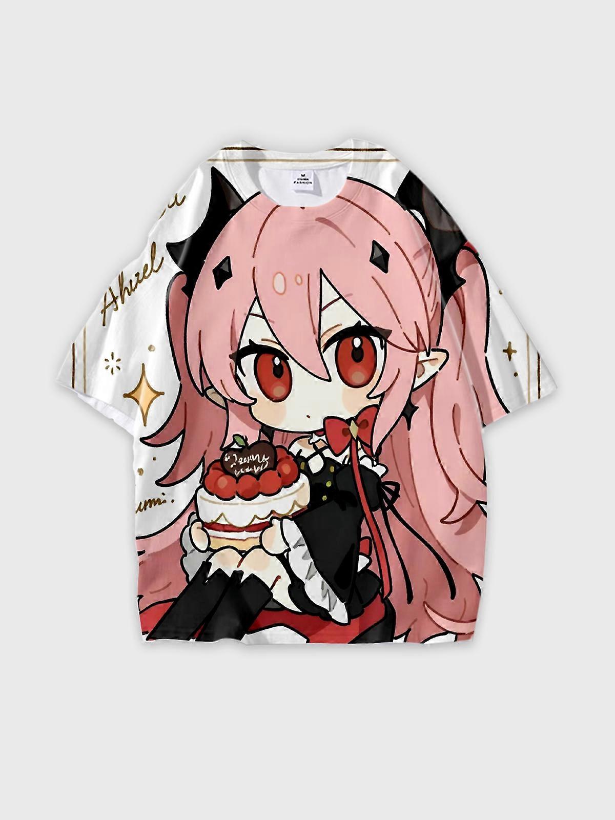 T-Shirt Round Neck, Loose Short Sleeve Seraph of the end Krul Tepes Graphic Tee, Unisex Summer Casual Top U925
