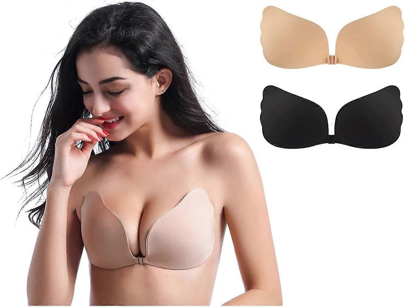 Adhesive Bra 2 Pack Strapless Backless Bra Reusable Nipple Covers for Evening
