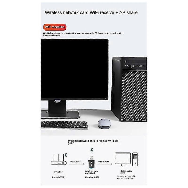 For Drive Free Wireless Network Card Wifi Receiver 5g Dual Frequency