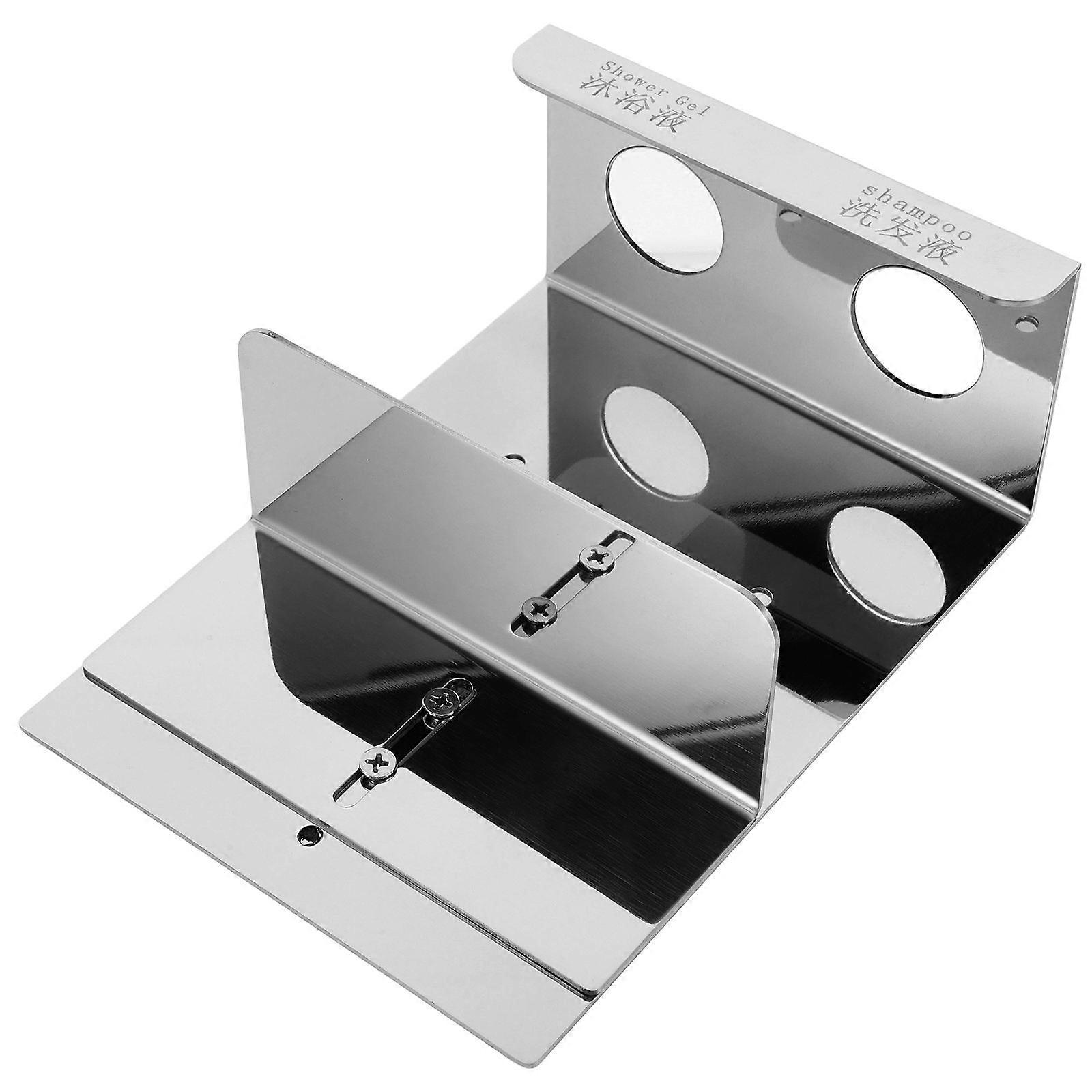 Stainless Steel Shower Bottles Wall Rack for Storage Silver