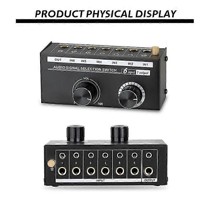 For Audio Switcher 6way 35635mm Stereo Audio Switch Signal Source Switcher Selector Splitter Box