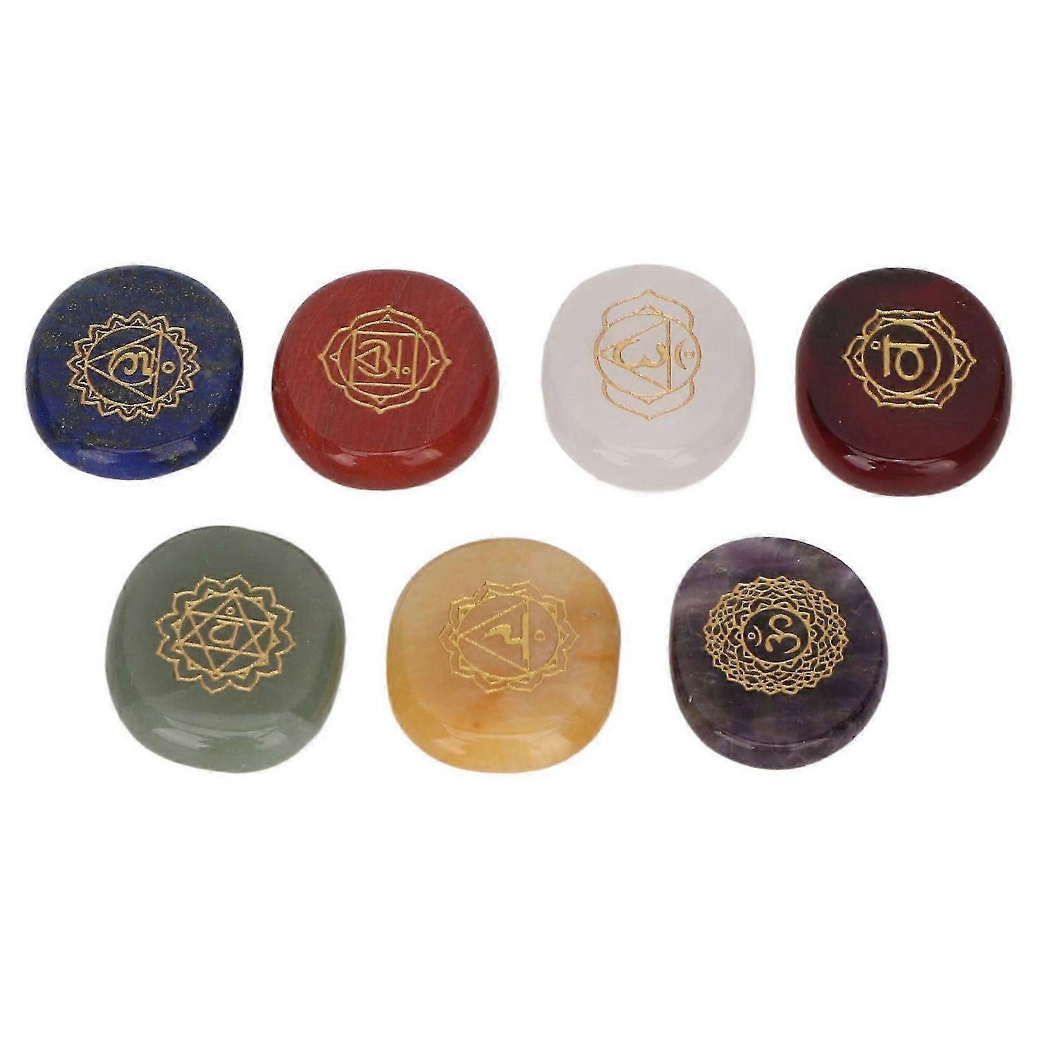 2025 Latest Model 7 Pcs Rune Stones Set Different Color Smoother Yoga Stone