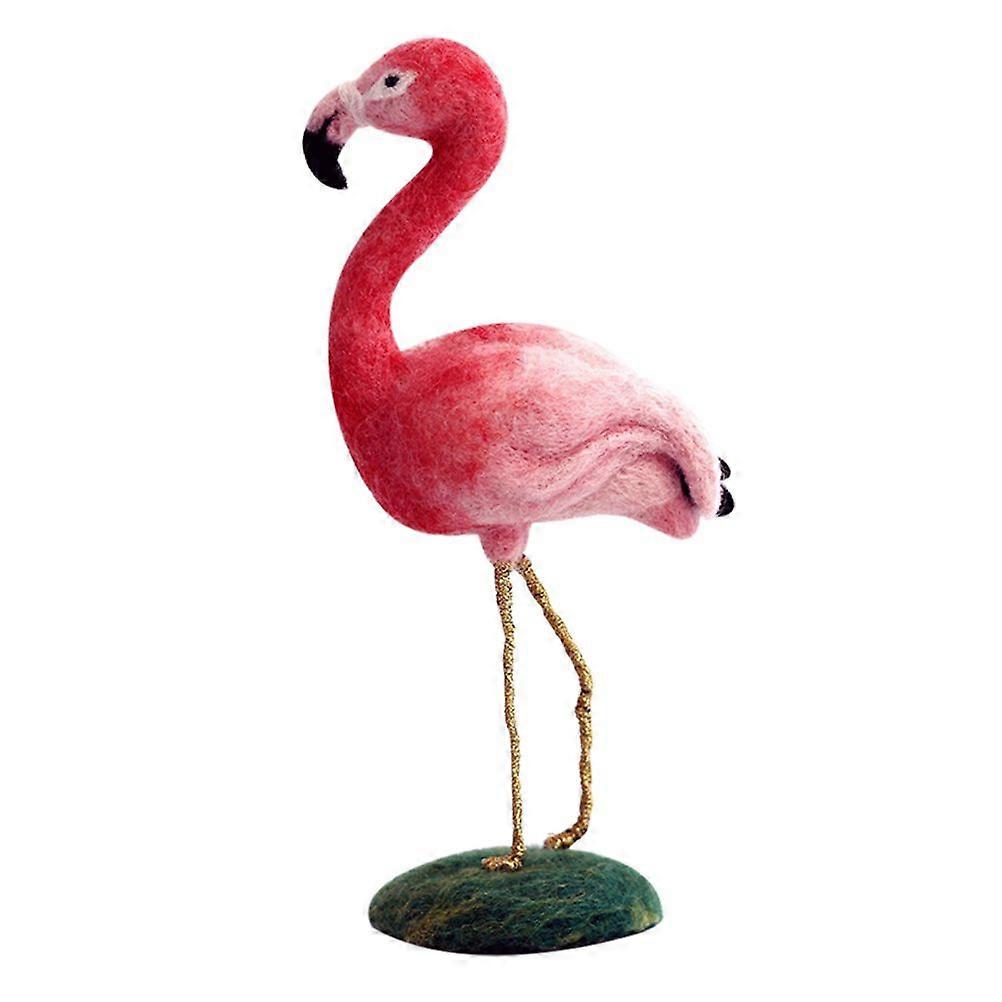 1 Set Handmad Wool Felt Flamingo Ornament DIY Cartoon Felting Wool Crafts