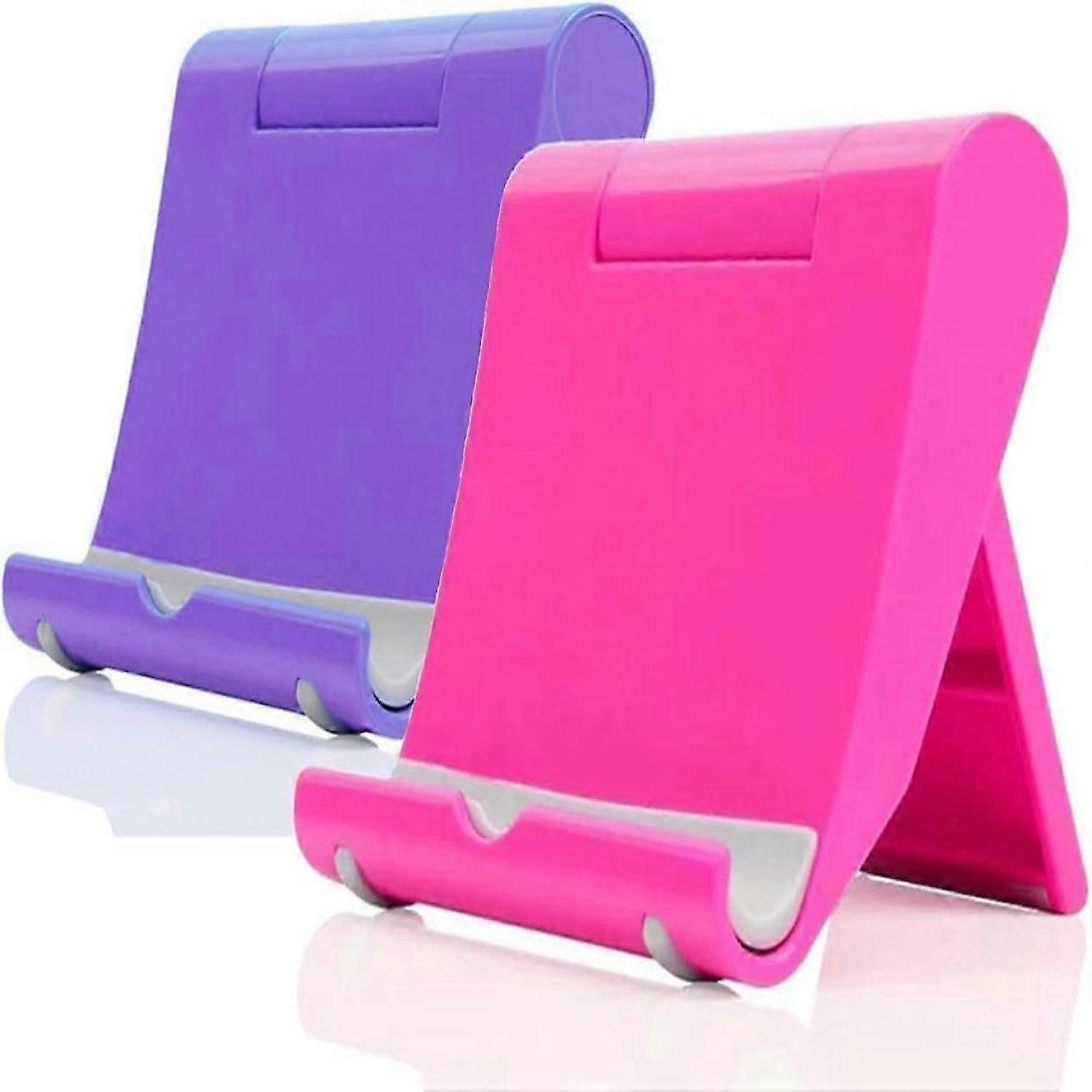 Cell Phone Stand for Desk 2 Pack Mobile Phone Holders Desktop Tablet Stand, Foldable Phone Dock Universal Adjustable Tablet Stand for Desk Compatible 