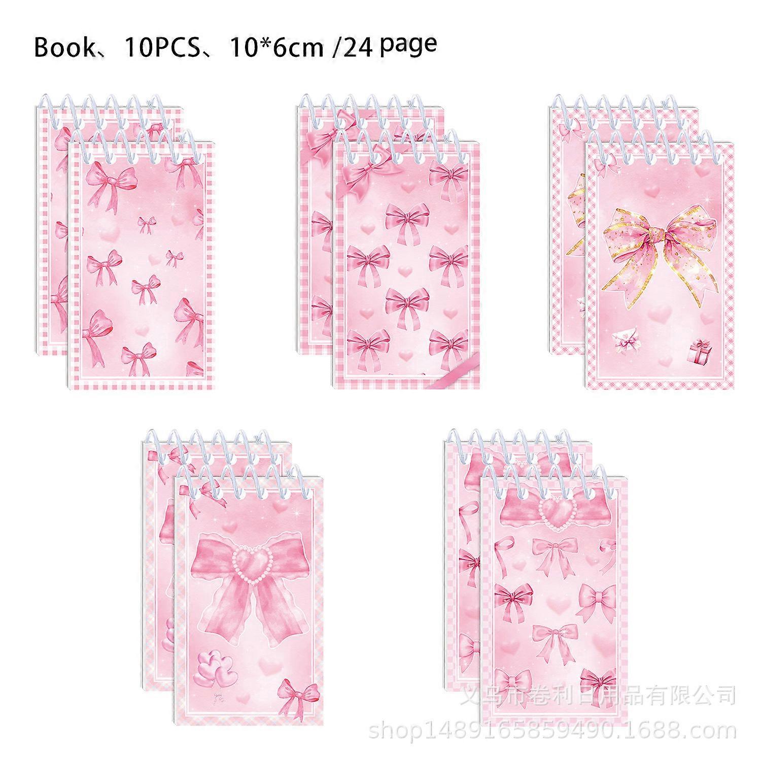 Bow-themed notebook, student portable spiral notebook, bow-themed diary, mini notebook