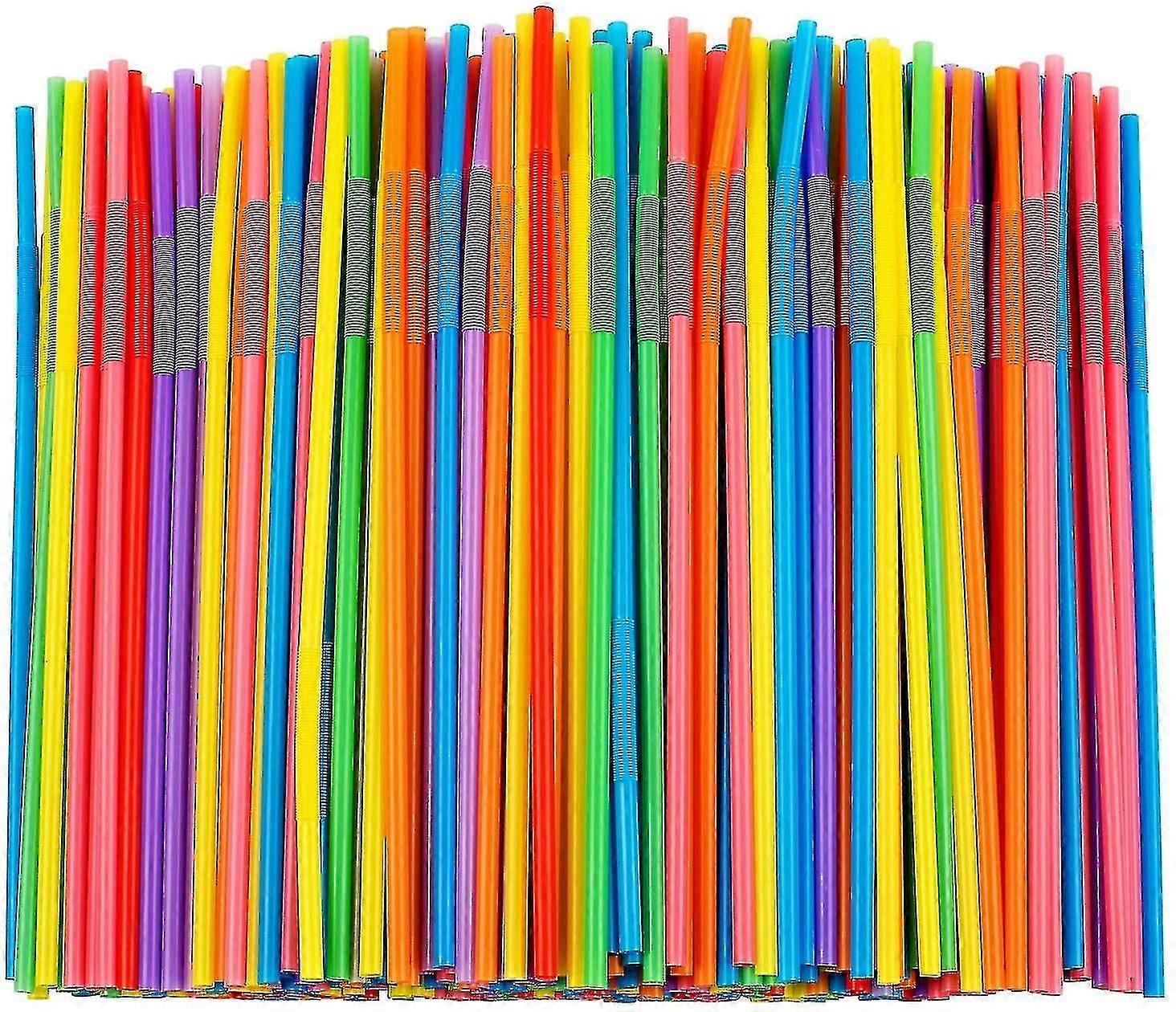 500 جهاز كمبيوتر شخصى الملونة البلاستيك المرن القش ، خالية من BPA المتاح بيندي القش