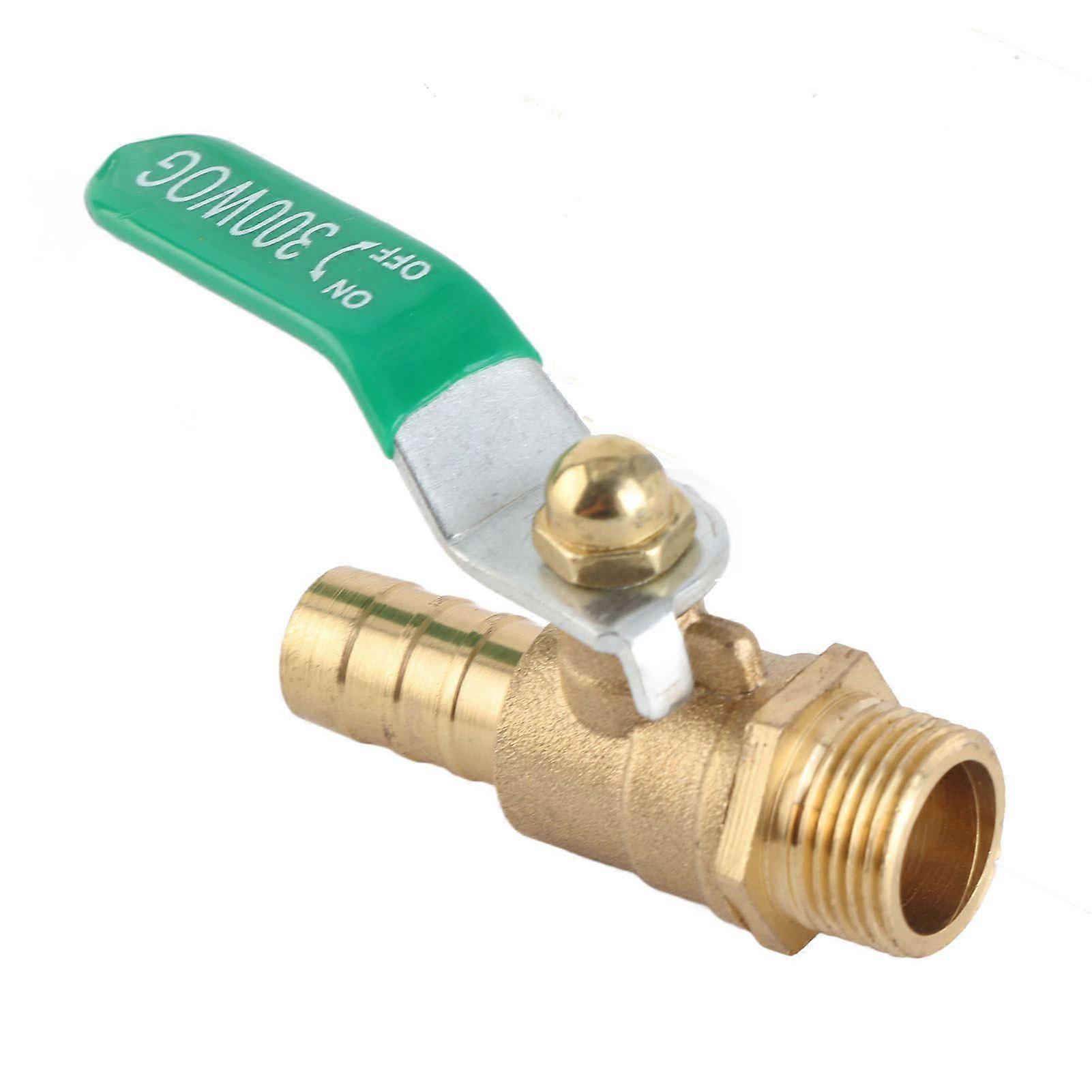 G3/8" Male to 8/10/12mm Hose Barb Ball Valve Green Lever Handle Thicken Brass Valve (12mm)