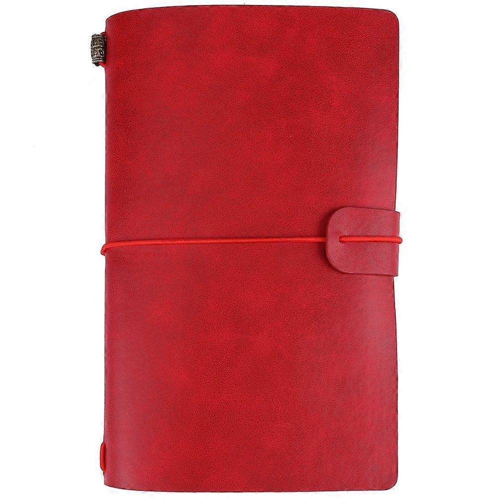 Classic PU Leather Travel Notebook Personalized Journal Diary Refillable Notepad (Red)