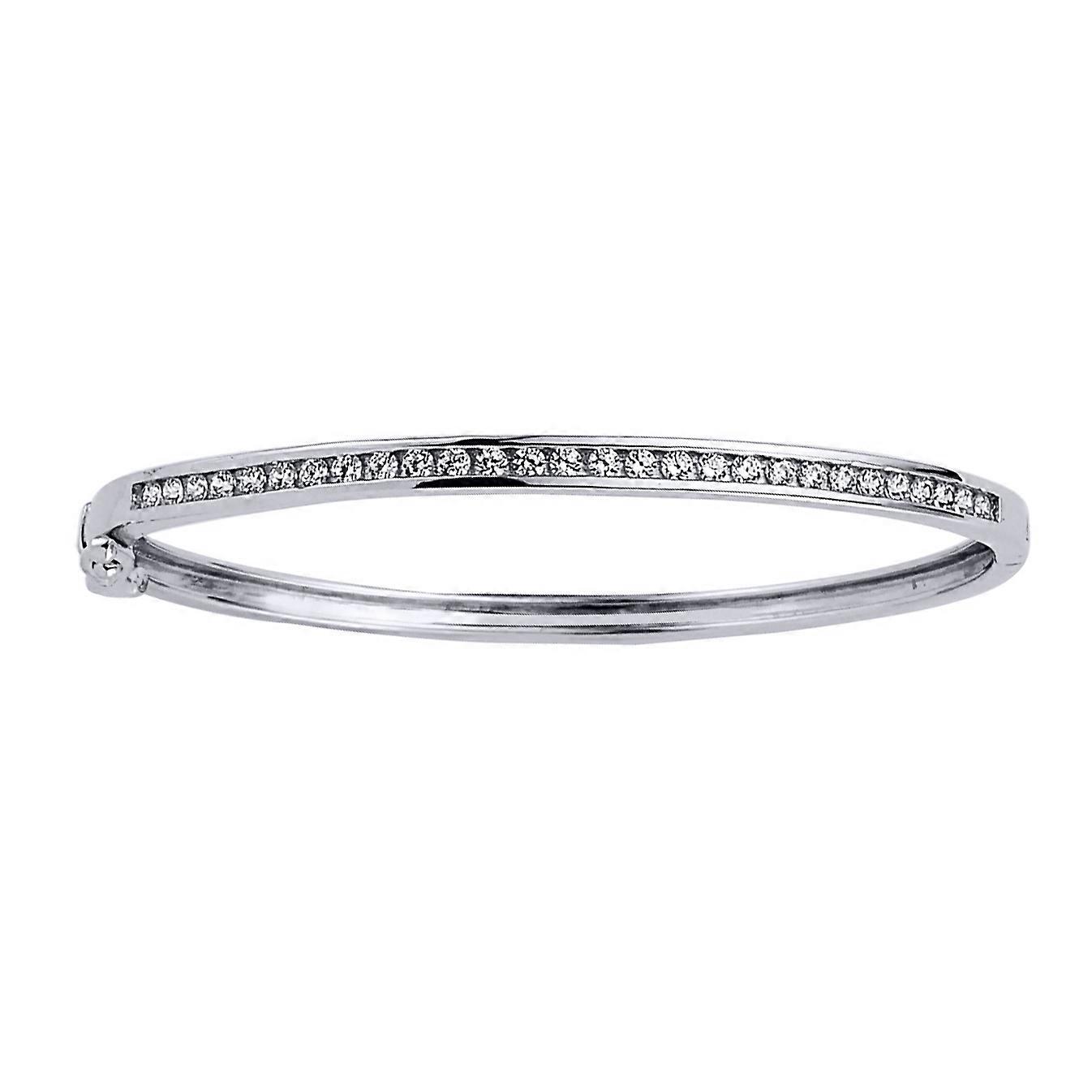Jewelco London Girls Sterling Silver Cubic Zirconia Eternity Baby Bangle Bracelet