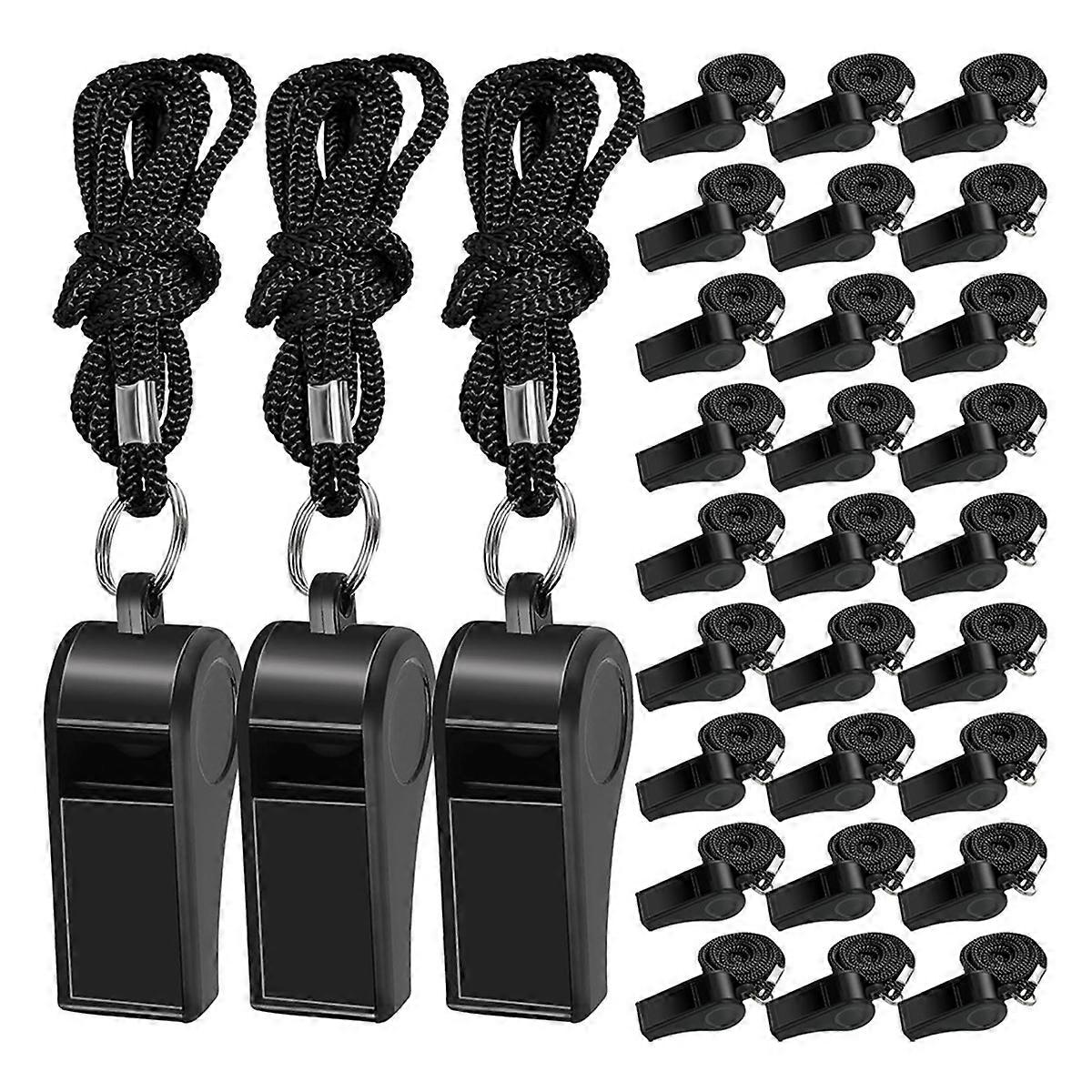 48 Pcs Whistle with Lanyard Plastic Sports Loud Referee Whistle for Emergency Teachers Training