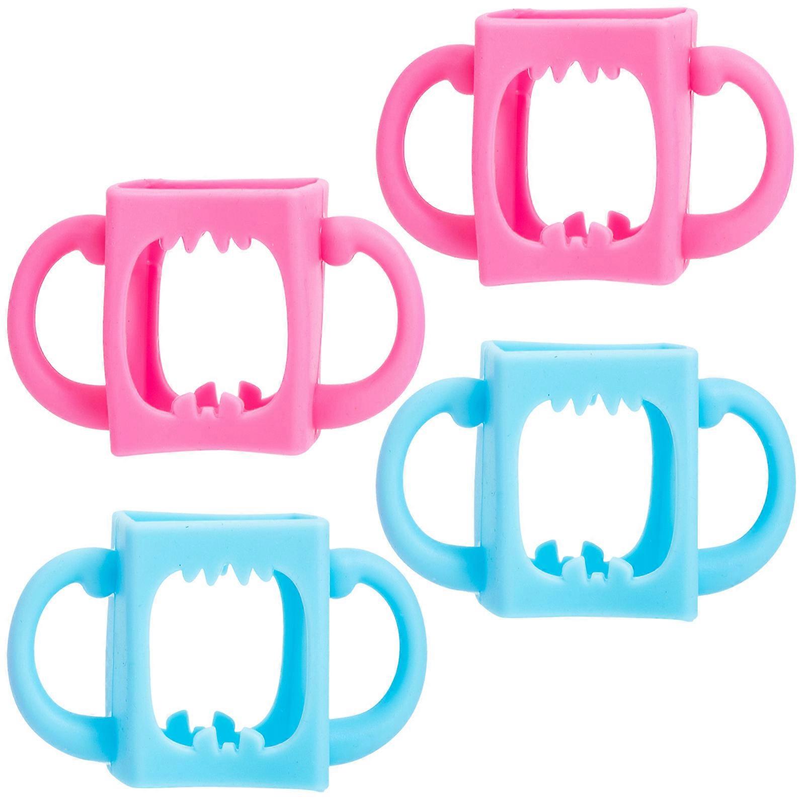 Baby Bottle Handle for Feeding Time and Daily Use Blue Silicone Material with Anti-Slip Function