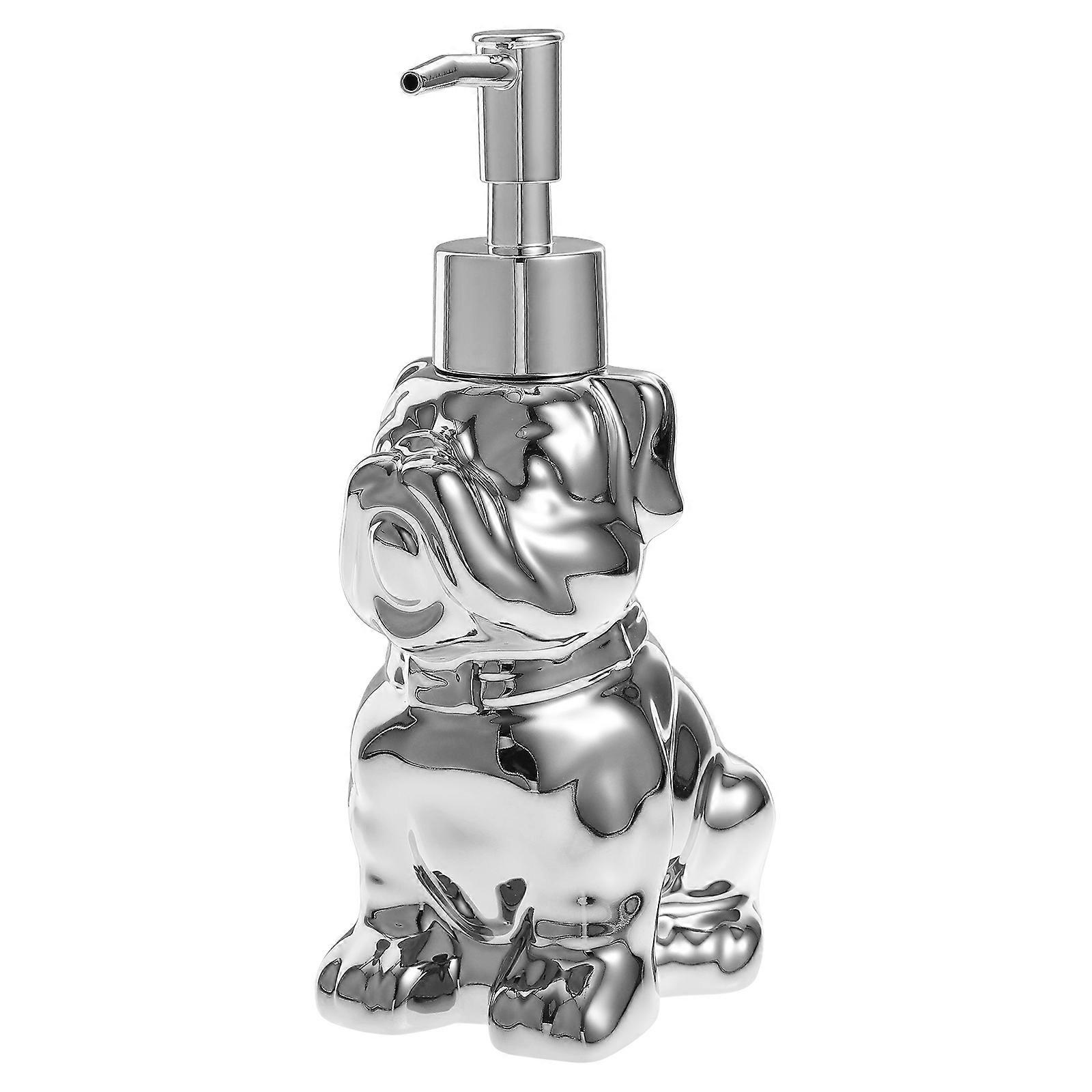 Cartoon Dog Shape Lotion Holder With Easy To Press Pump And Non-Slip Bottom For Outdoor Travel In Silver 280ml 1Pcs