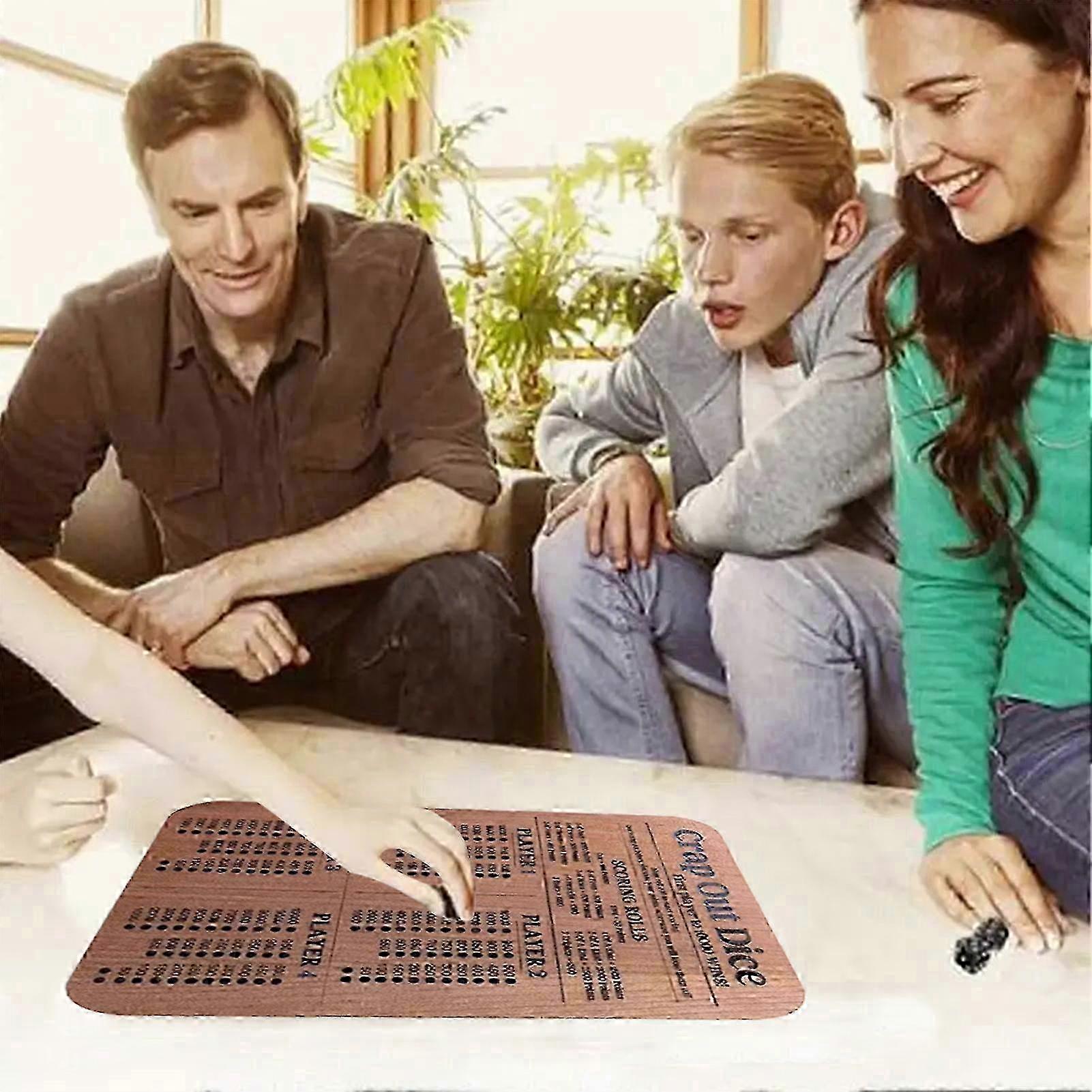 Classic Tabletop Dices Game Wooden Funny Dices Game Scoreboard for Family Game Night
