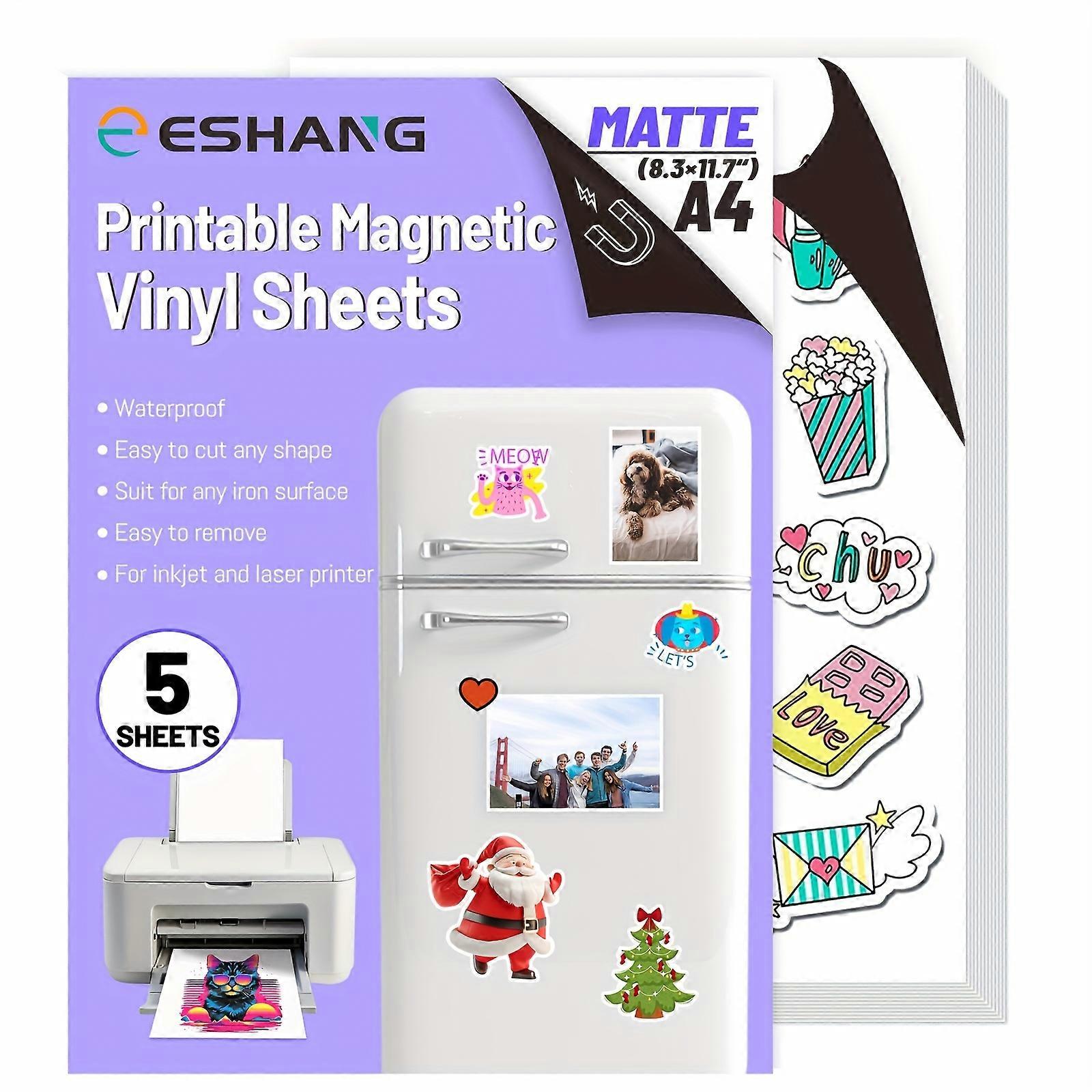 5 Sheets A4 Size Printable Magnetic Matte Vinyl Sheets 8.3"x 11.7" Flexible Magnet Sheets Vinyl Sticker Paper for Photo and Picture Magnets - Matte