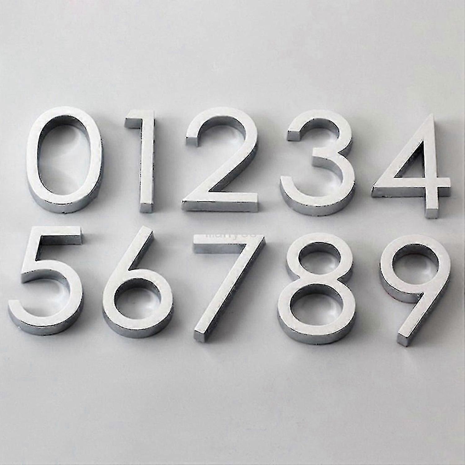 Silver Number 9 Modern Self Adhesive Door Number Stickers