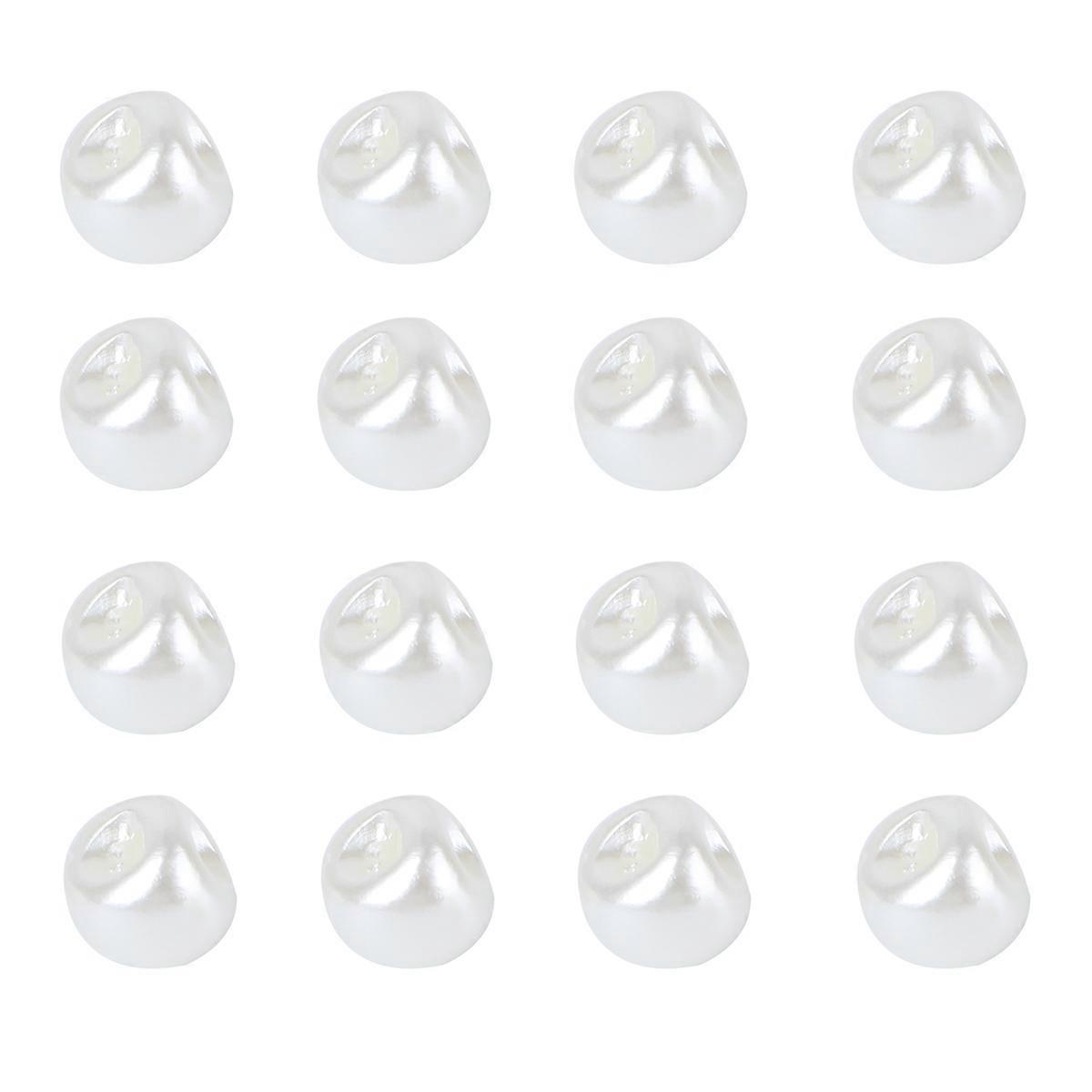 50Pcs Colorful Pearl Buttons Round Shape Buckles for Decoration Beige