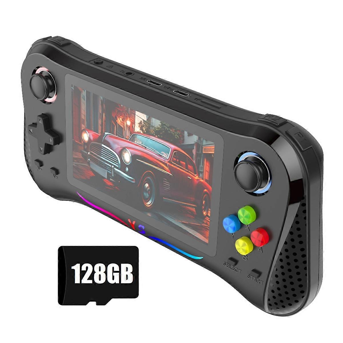 X8M Retro Video Handheld Game Console 128GB 25000+ Games 4.5inch IPS Screen Support Multiple Emulators Black