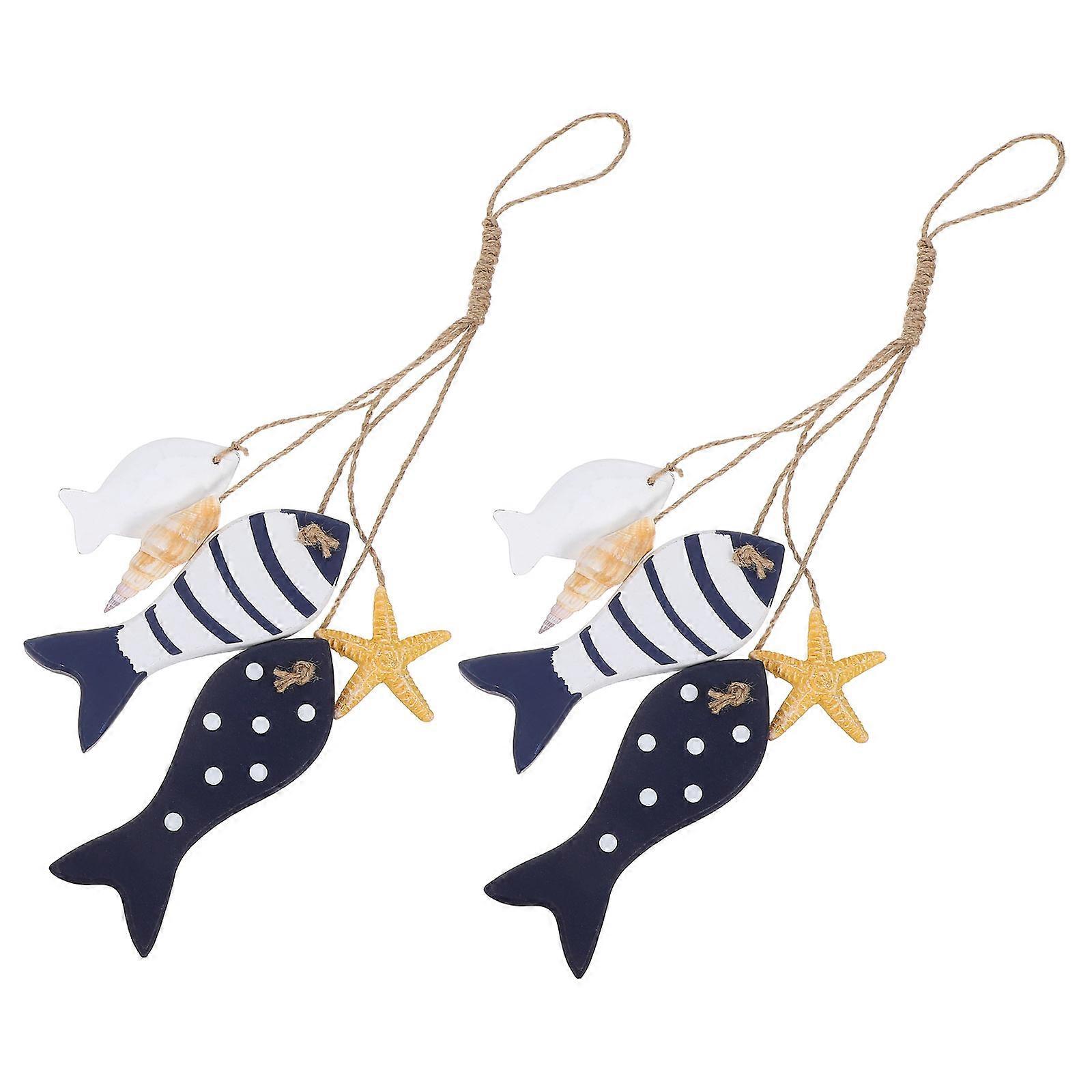 Rustic Fish Wall Hanging Decor Wood Fish Sculpture for 10Sets Nautical Theme