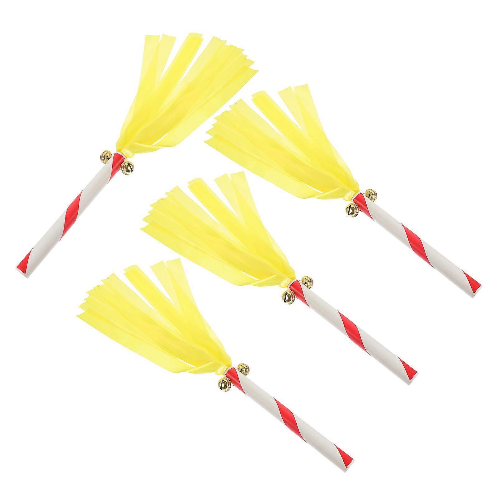 Party Use Cheerleading Pompom Stick Yellow PVC 16Pcs Set