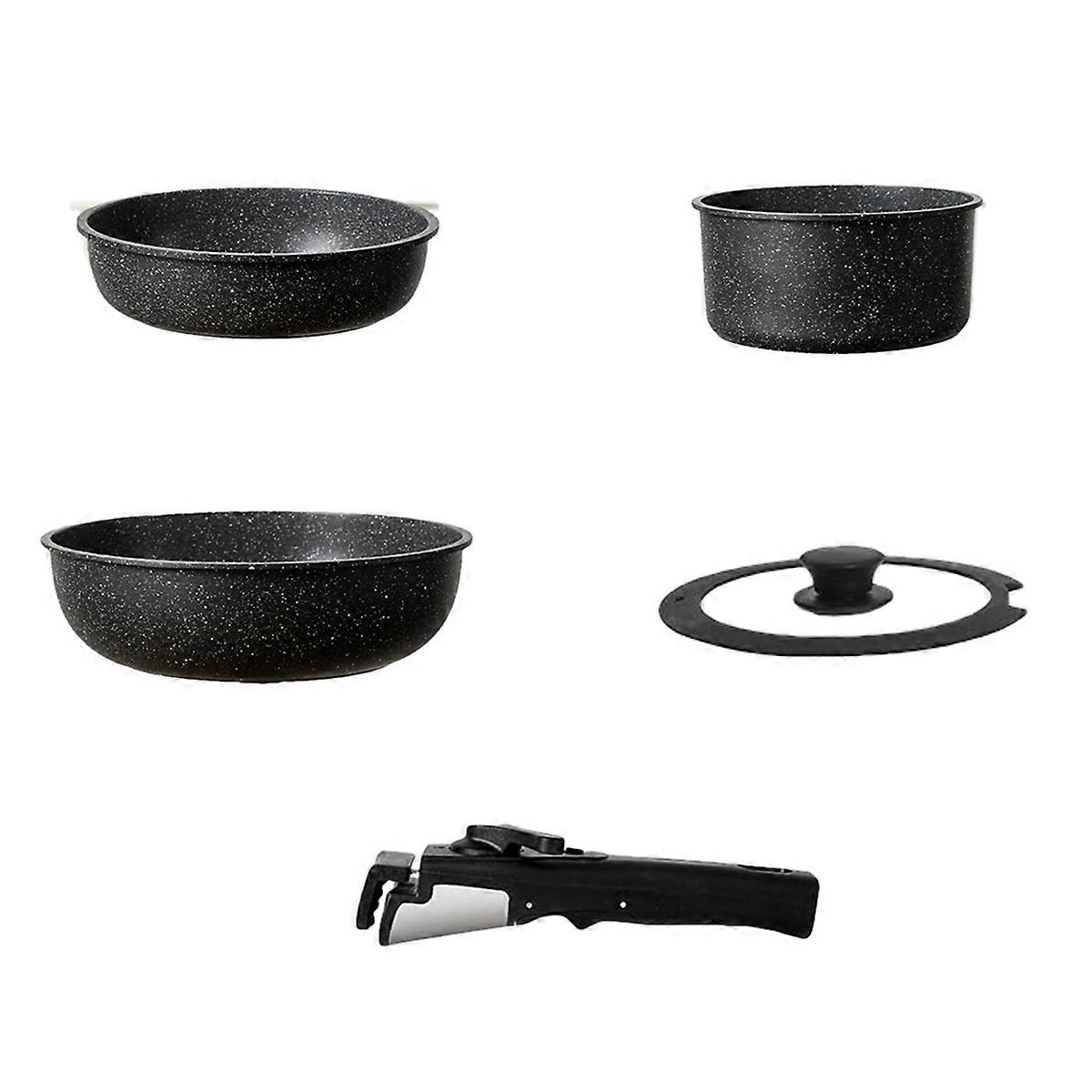 Pots and Pans Set Detachable Handle,5 Piece Nonstick Kitchen Cookware Sets,Stackable Pots Pans Set w