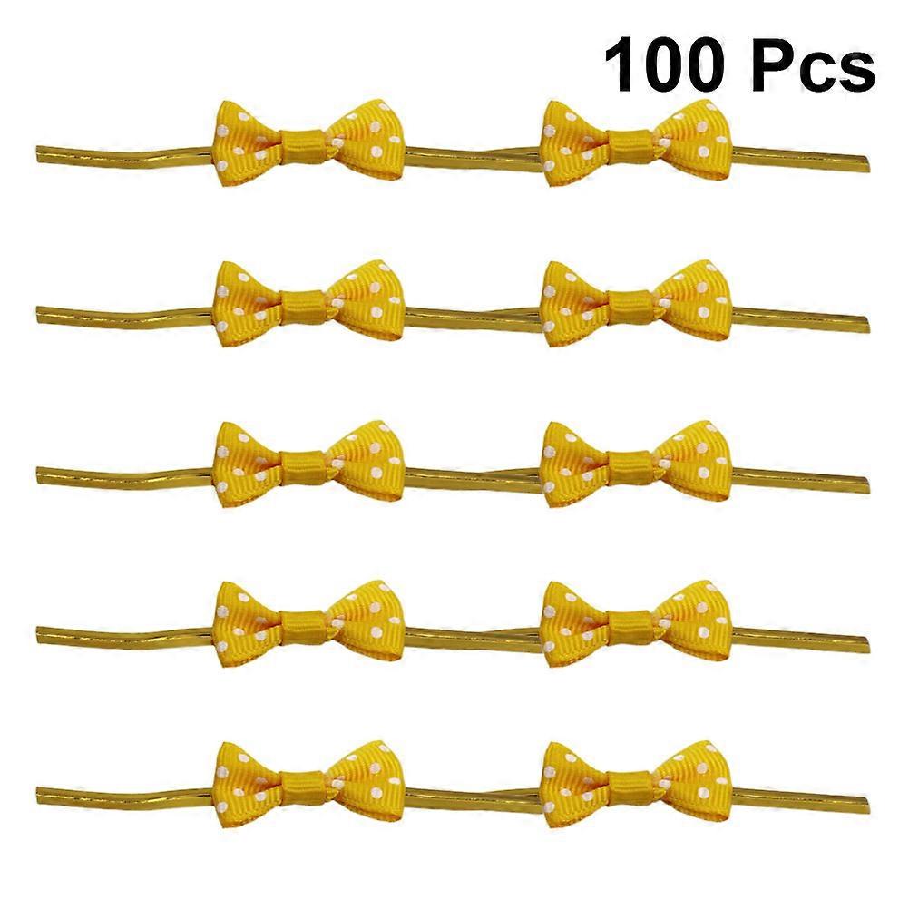 Practical Baking Tie Food Sealing Bowknot Tie 200Pcs Yellow