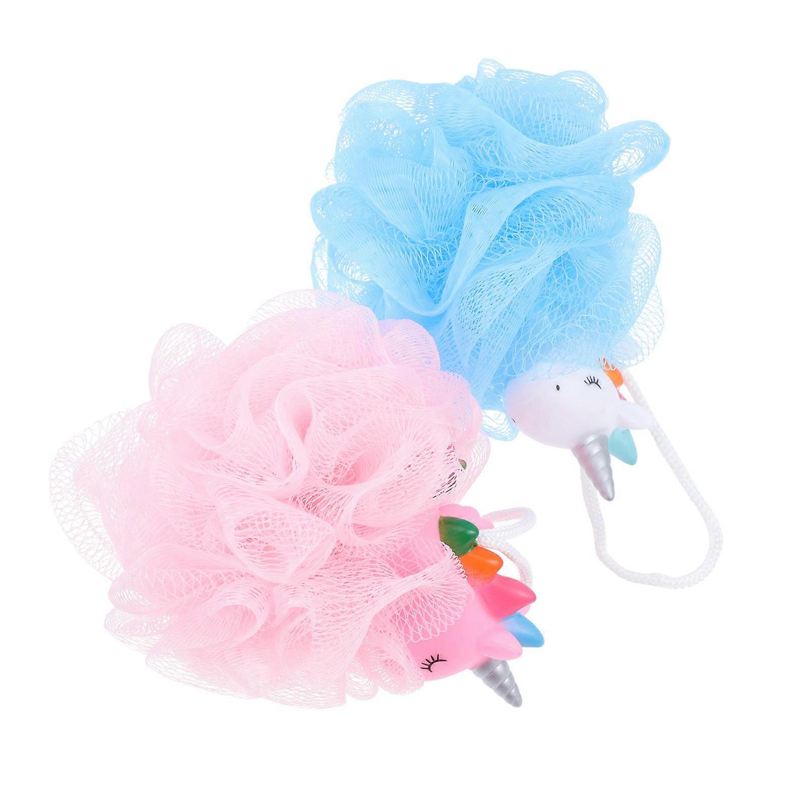 Unicorns Bath Mesh Shower Balls for Body Cleaning 2Pcs Cartoon Bubble Net