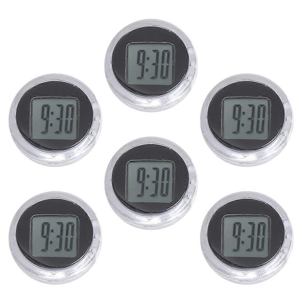 Mini Motorcycle Clocks 6Pcs Handlebar Digital Clock White Color Accurate Timekeeping Outdoor Use