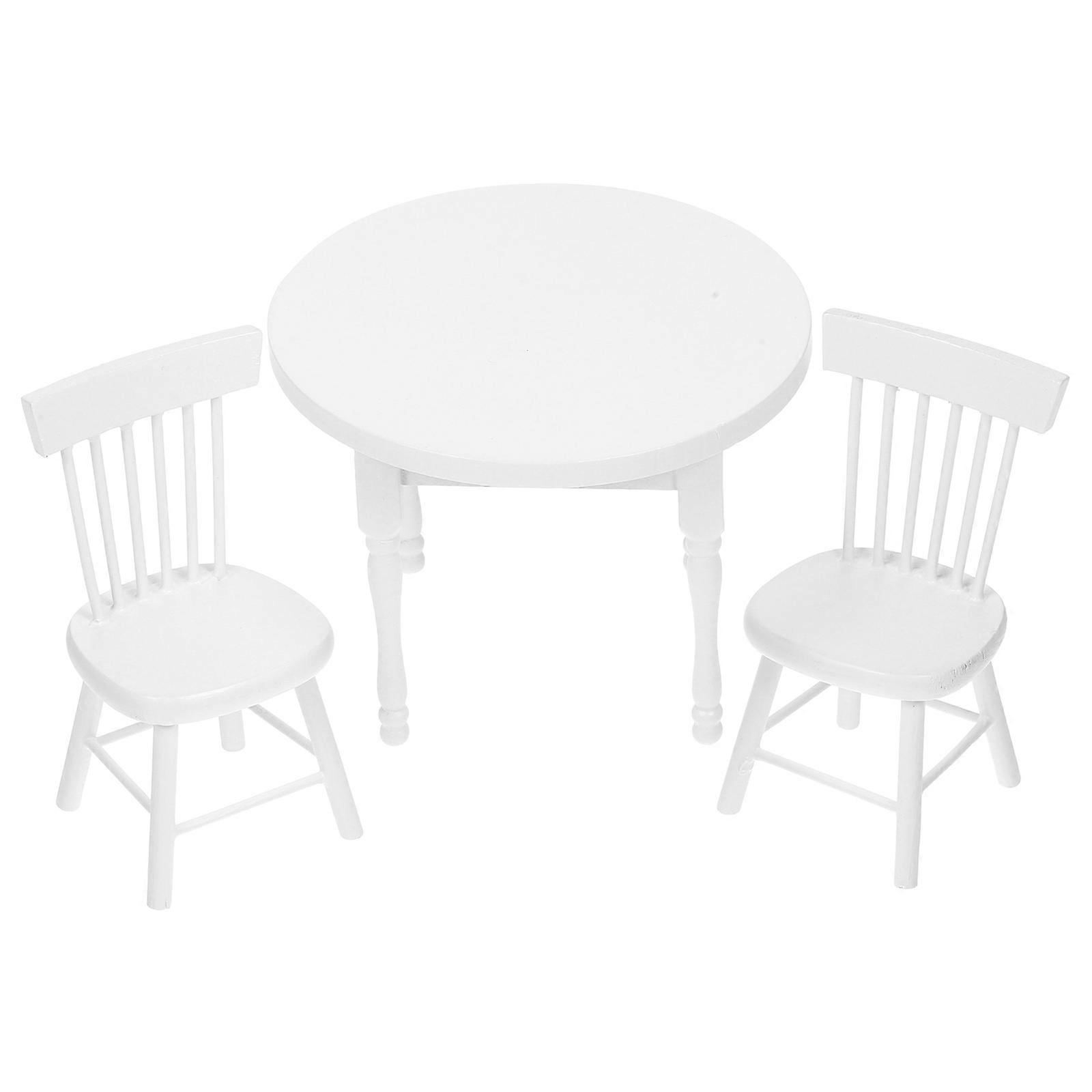 Miniature Furniture Model for Home Use 3Sets White Wooden Dollhouse Chairs