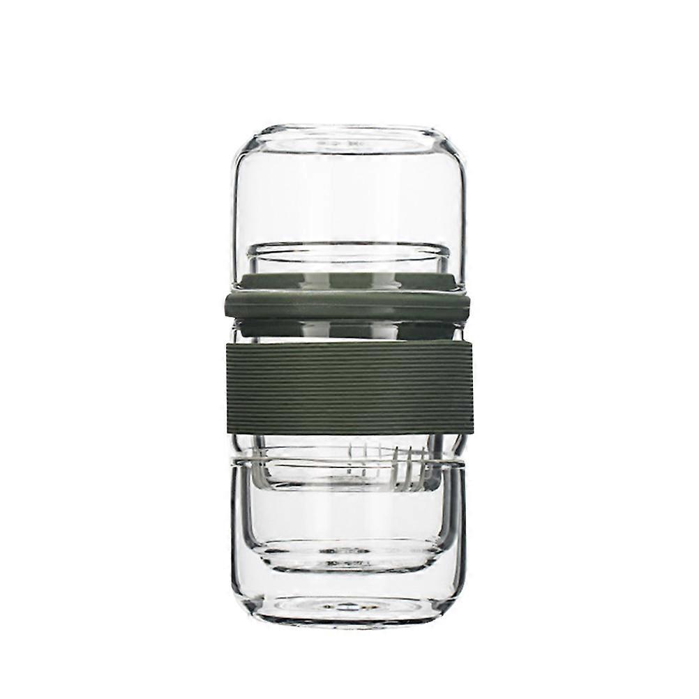 Multi-Purpose Tea Cup for Drinking Tea Use 2Pcs Green Portable Glass Set
