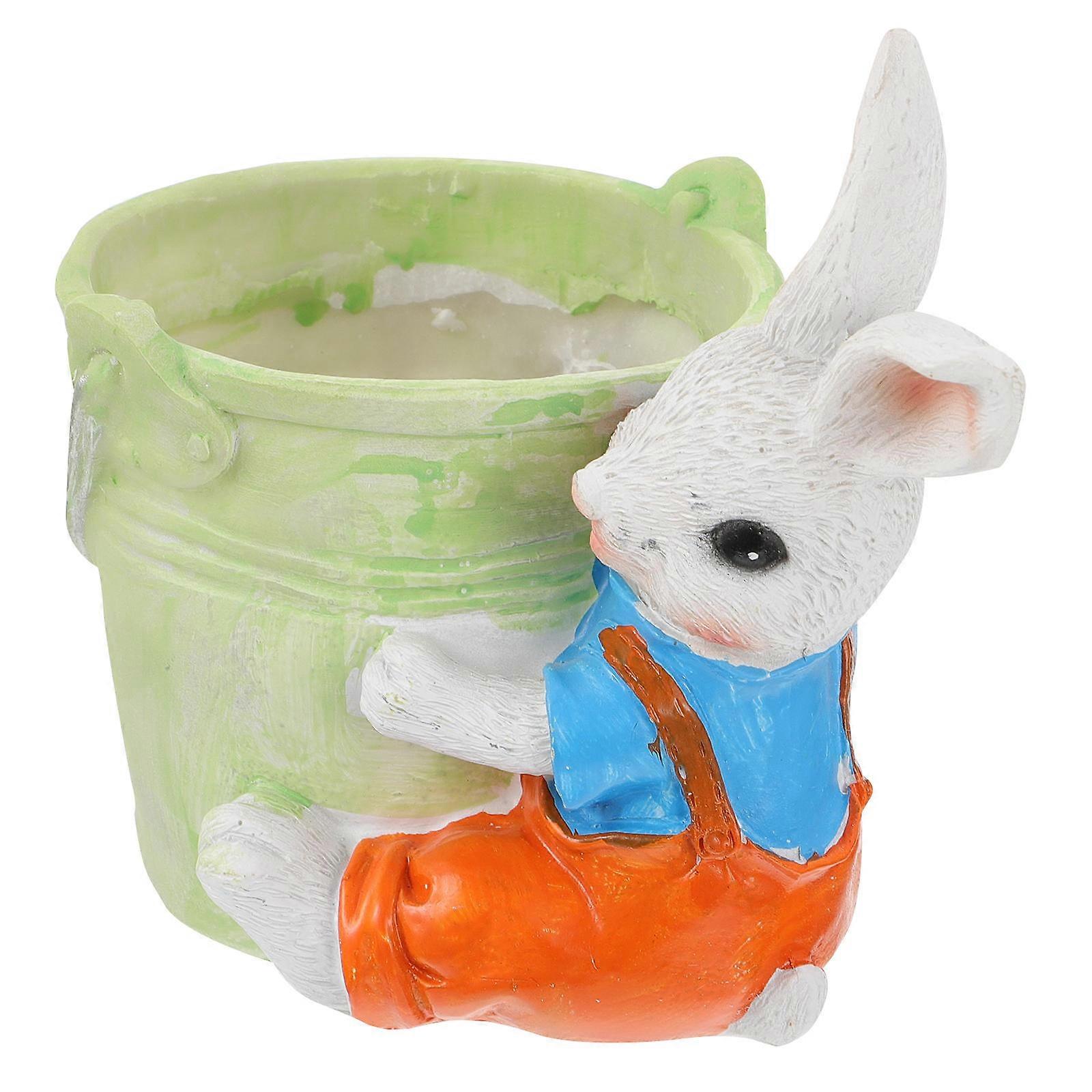 Decorative Retro Rabbit Flowerpot for Succulents 1Pcs Resin Plant Container