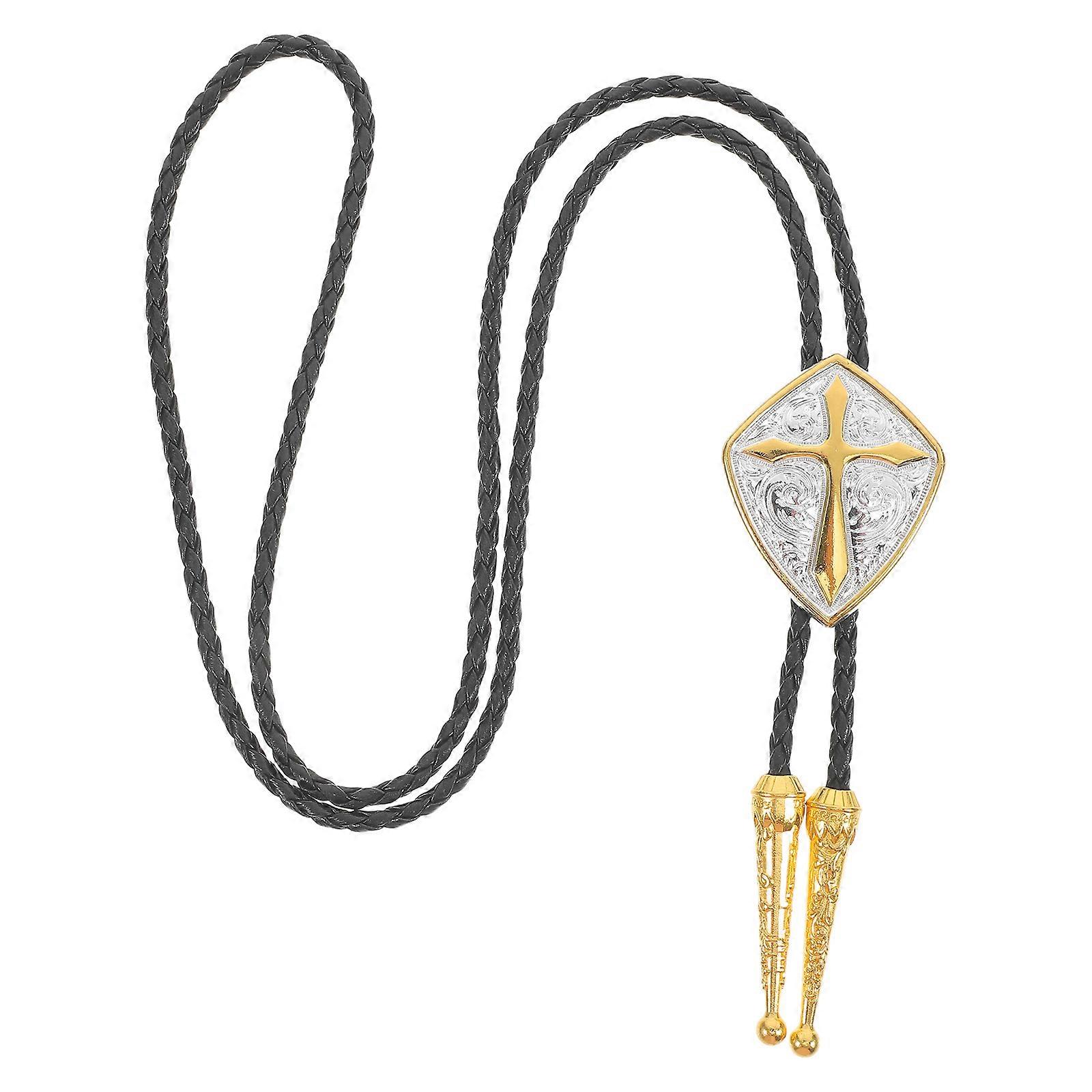 Lot de 5 colliers de cravate bolo multicolores en forme de croix pour occasions formelles, style occidental, tenue décontractée, déclaration de mode