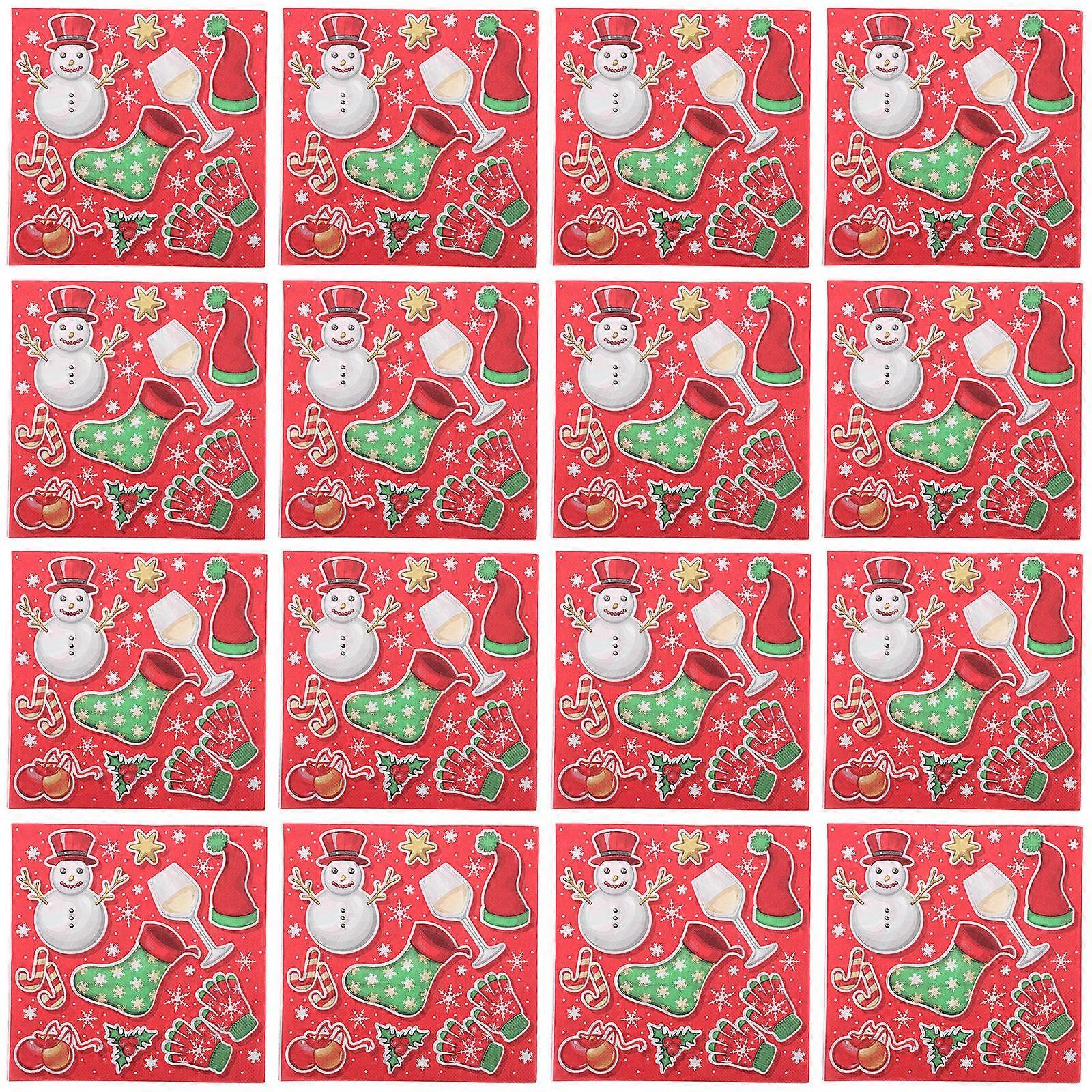 Xmas Napkins 3Pcs Table Decorative Holiday Parties Square Colorful Multipurpose Decor
