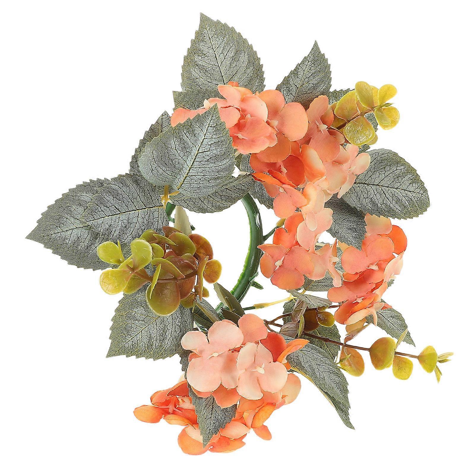 Artificial Hydrangea Wreath Candle Rings for Wedding Centerpiece 3Pcs
