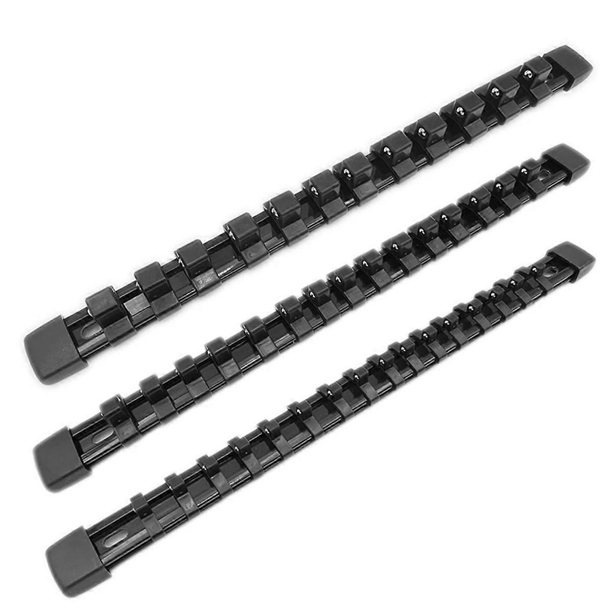 3 PCS Socket Organizer 1/2 3/8 1/4 Inch Drive Socket Rail Black