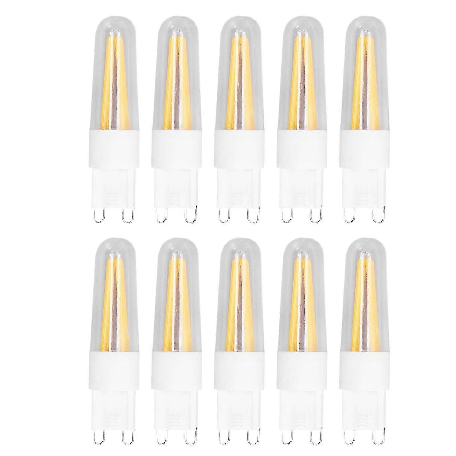 Pack of 10 G9 LED Bulbs 3W 200lm Long Filament for Chandelier, Ceiling Light, Table Lamp, Warm White 220V
