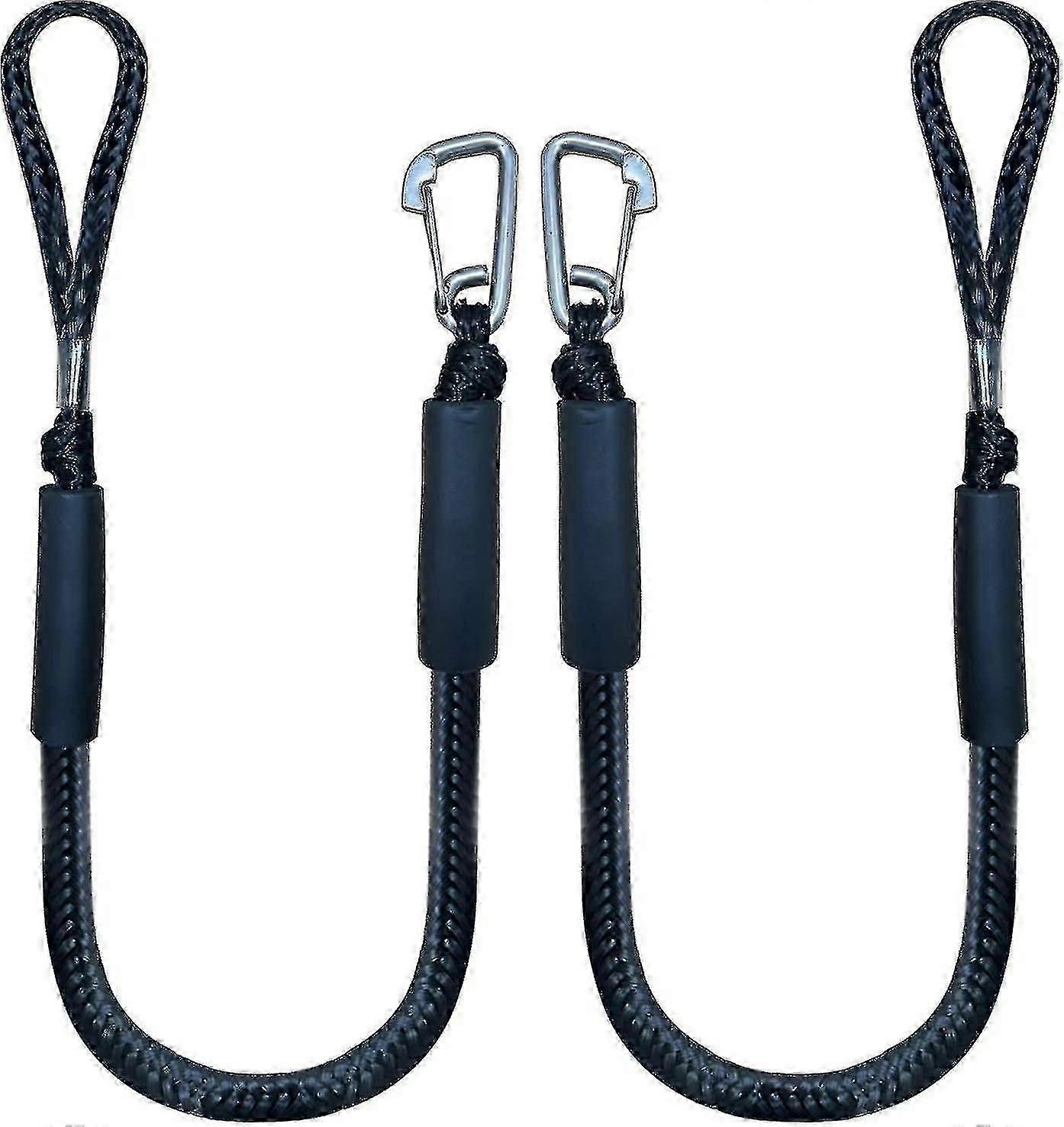 Bungee Dock Line with Hook Black Mooring Rope for Boat 4 Ft 2 Pack