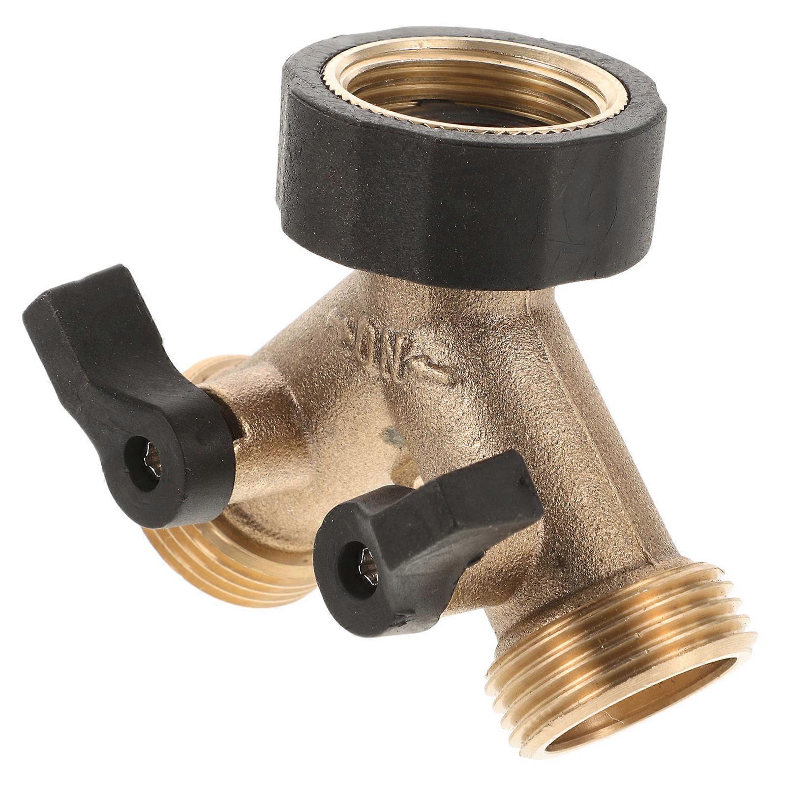 Copper Hose Splitter Garden Faucet Connector with Leak-Proof Connection Yellow