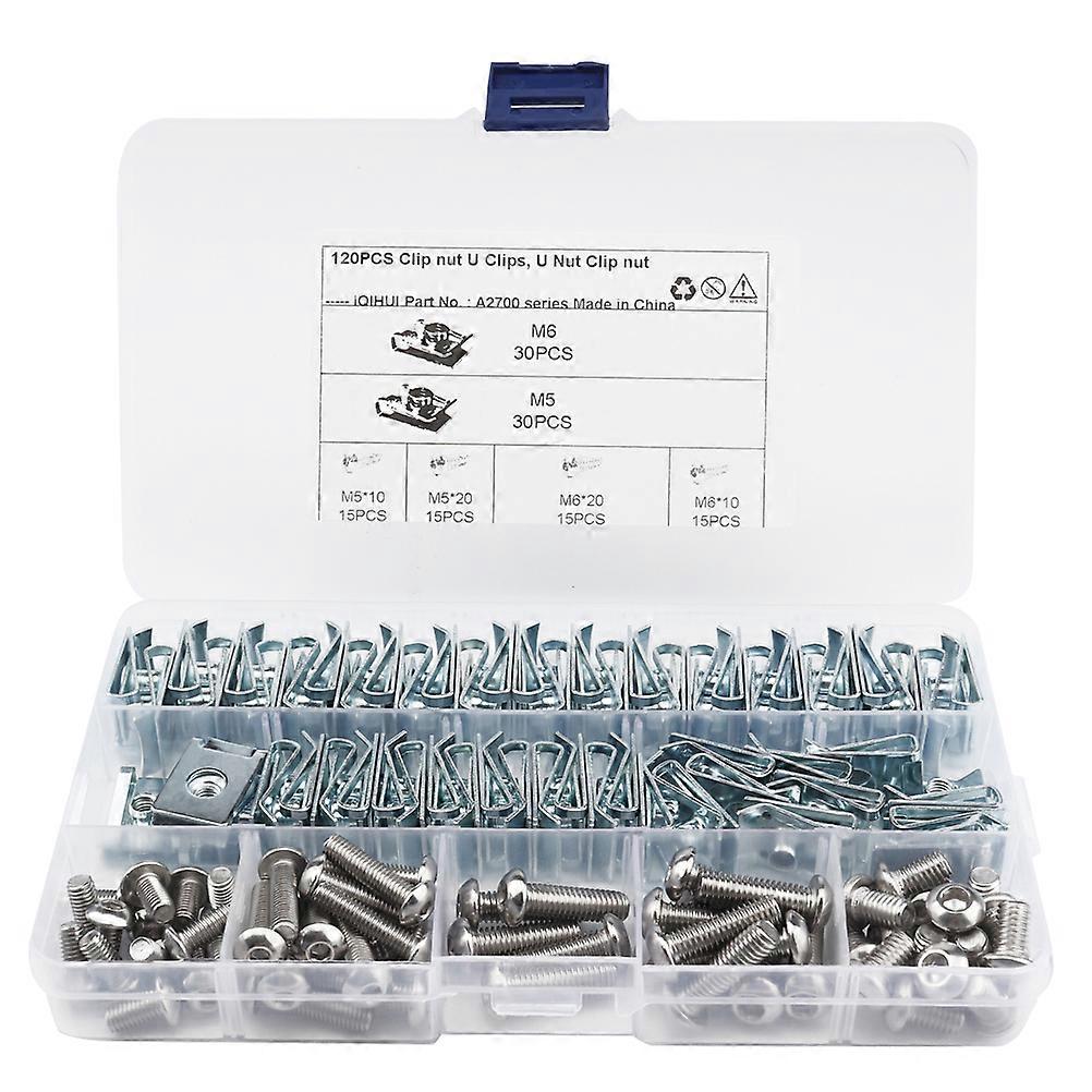 U Nut Fastener Motorcycle Fairing Bodywork Panel Clips for 240Pcs Silver