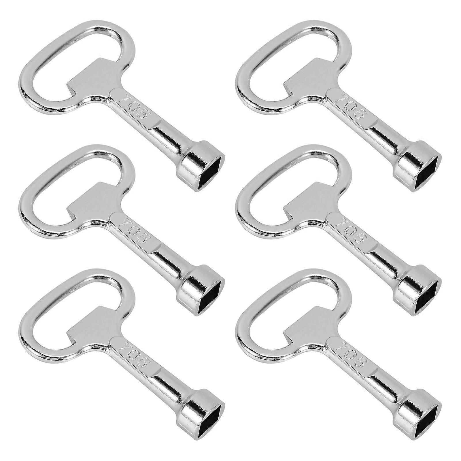Heater Key Plumbers Keys Distribution Box Valve Keys Silver Zinc Alloy 5.90X3.95X1.20CM 6Pcs