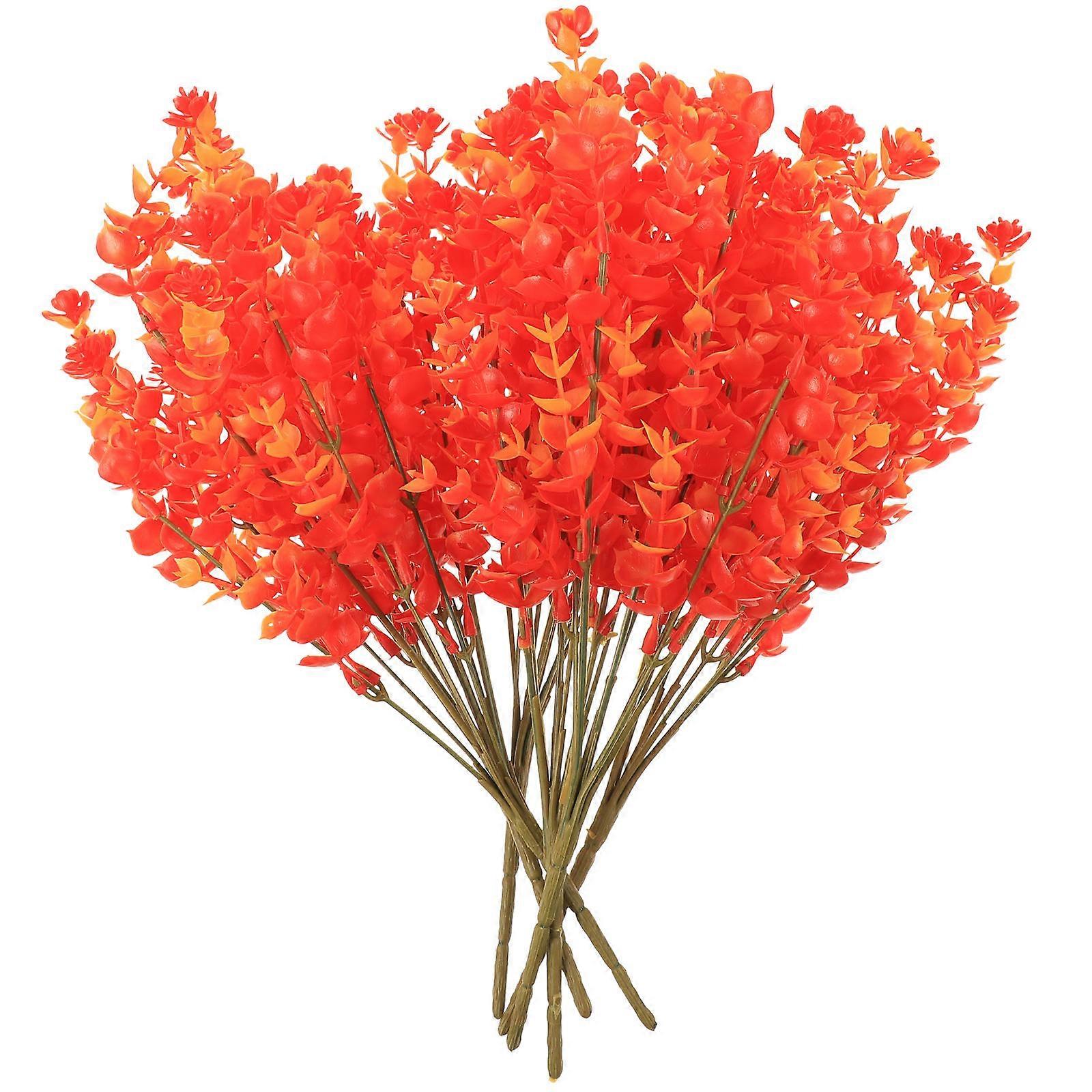 Faux Eucalyptus Leaves Artificial Eucalyptus Stems for Decoration 6Pcs Red Stems