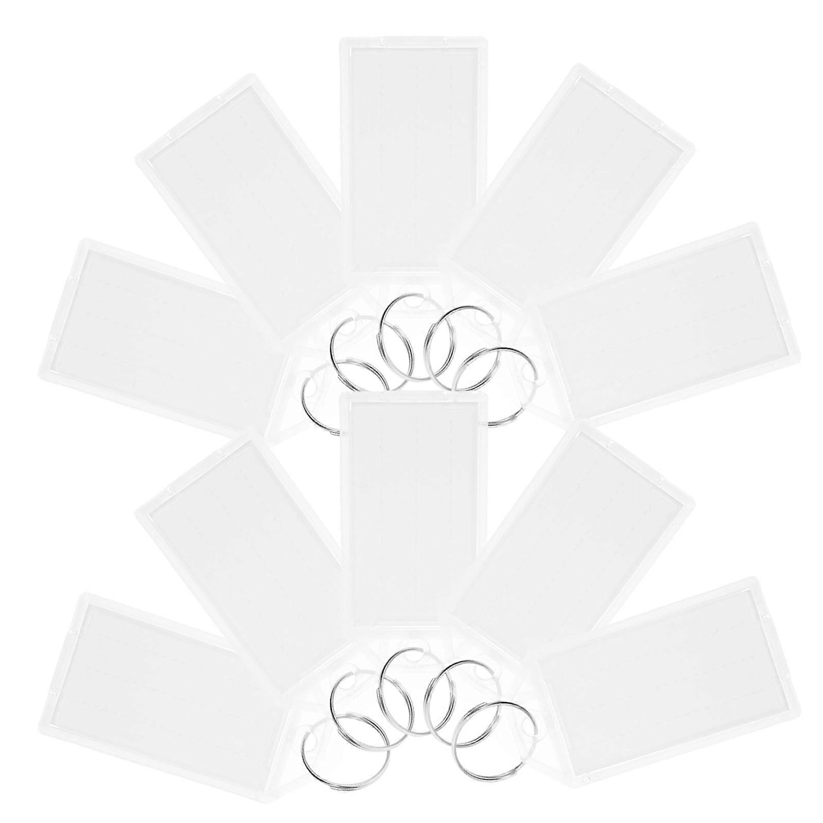 Travel Use Key Chain Tags 100Pcs with Transparent Covers and Split Rings