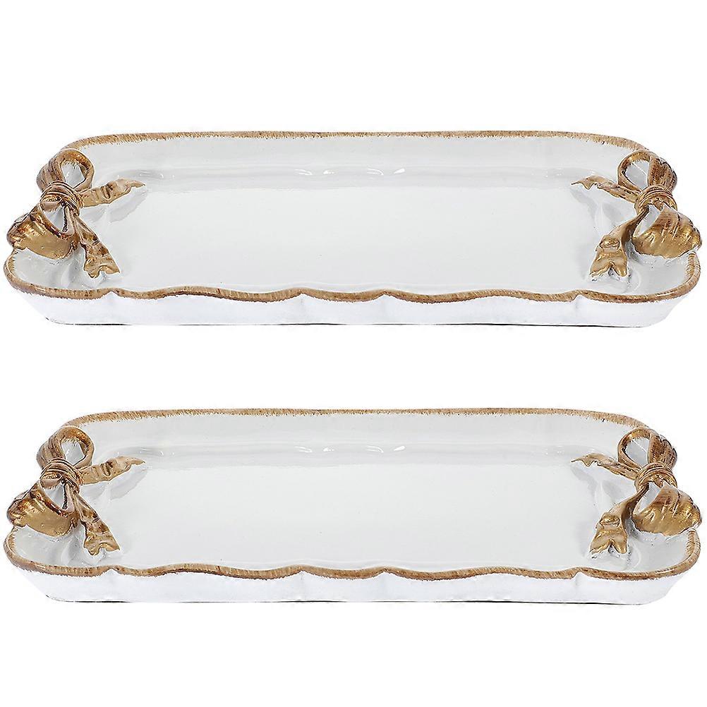 4Pcs Bowknot Resin Decorative Tray Serving Tray for Storing