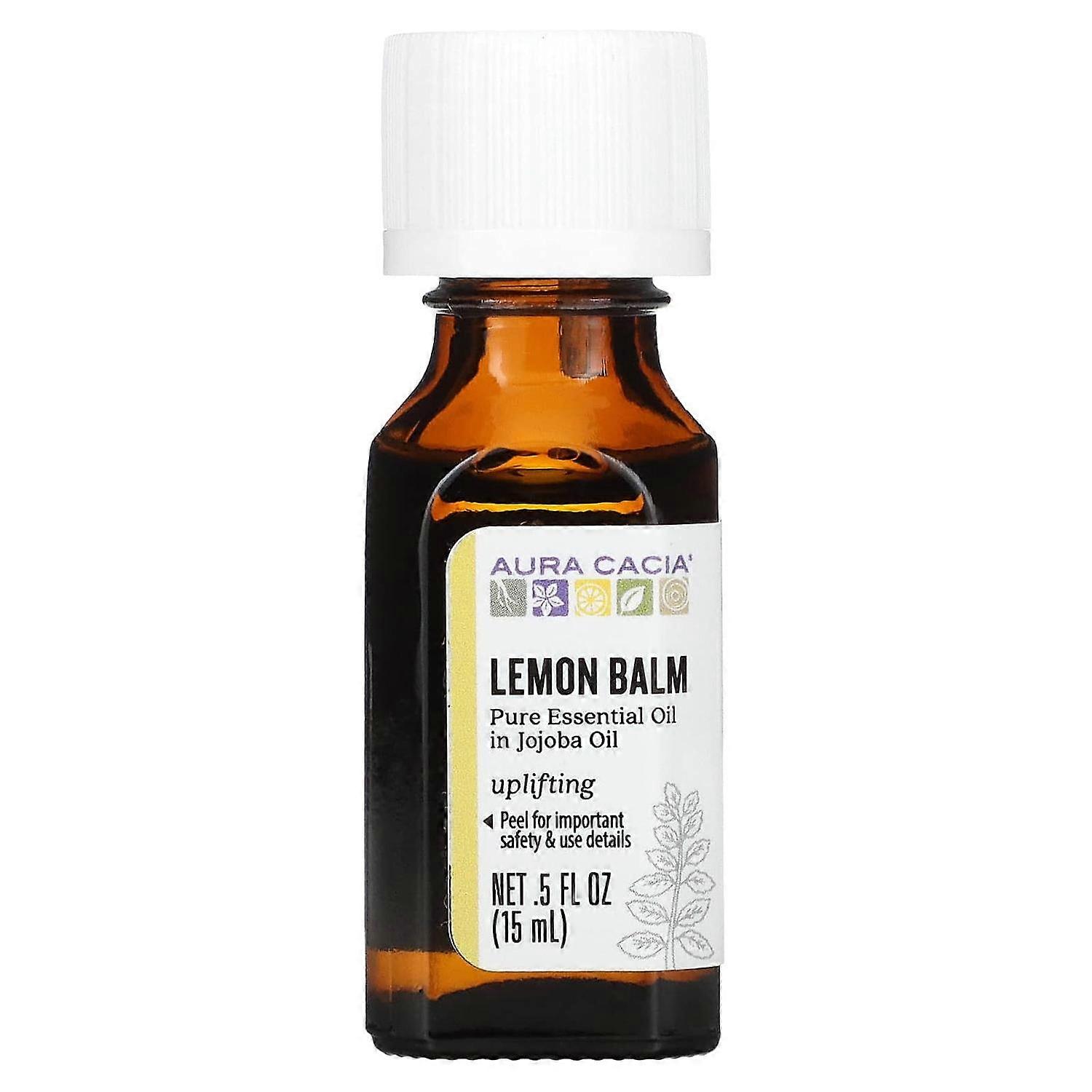 Aura Cacia, Pure Essential Oils, Lemon Balm, Uplifting, 0.5 fl oz (15 ml)