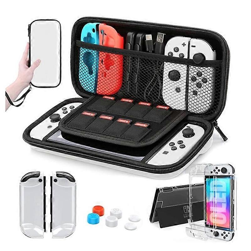 Game Console Storage Bag Set Storage Bag+Crystal Case+Rocker Capx6+Tempered Film Storage Bag+Crystal