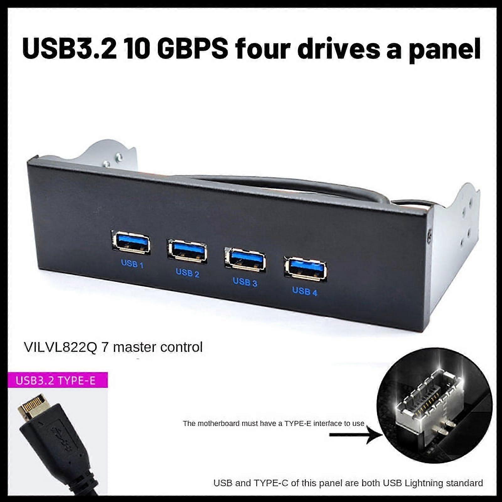 USB3.2 10Gbps 4-Port Optical Drive Panel 4X Forward Reverse Plug