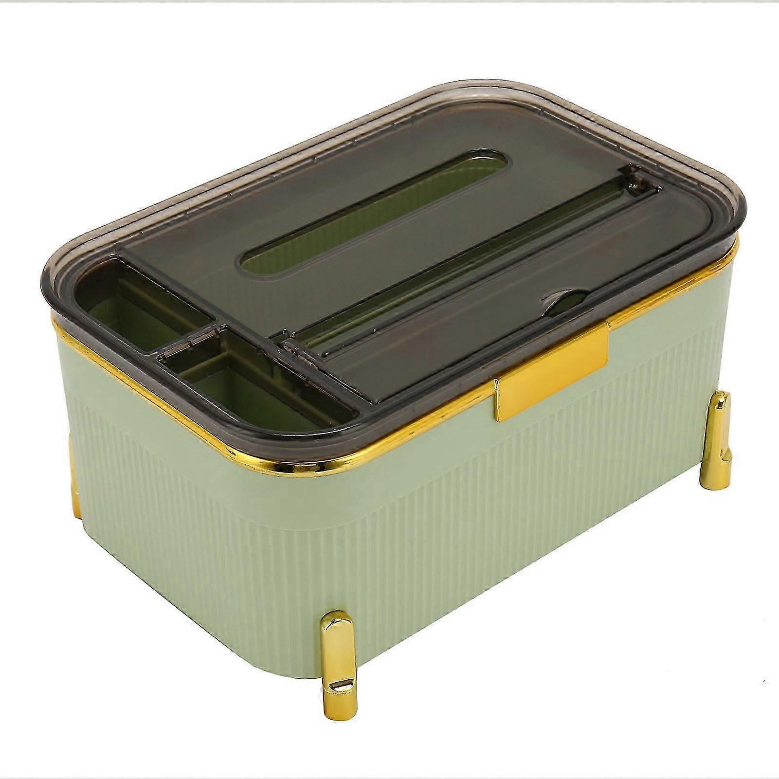 Tissue Box Holder with Storage Raised Bottom Multi Purpose Tissue Box Organizer for Pens Smartphones Office