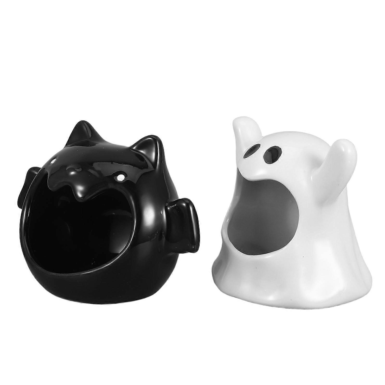 Bat Candy Bowl Ceramic Halloween Snack Container Multi Ceramic Holders for Party 2Pcs