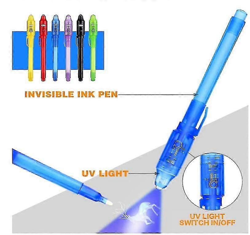 8pcs Invisible Ink Pen With Uv Light Magic Marker